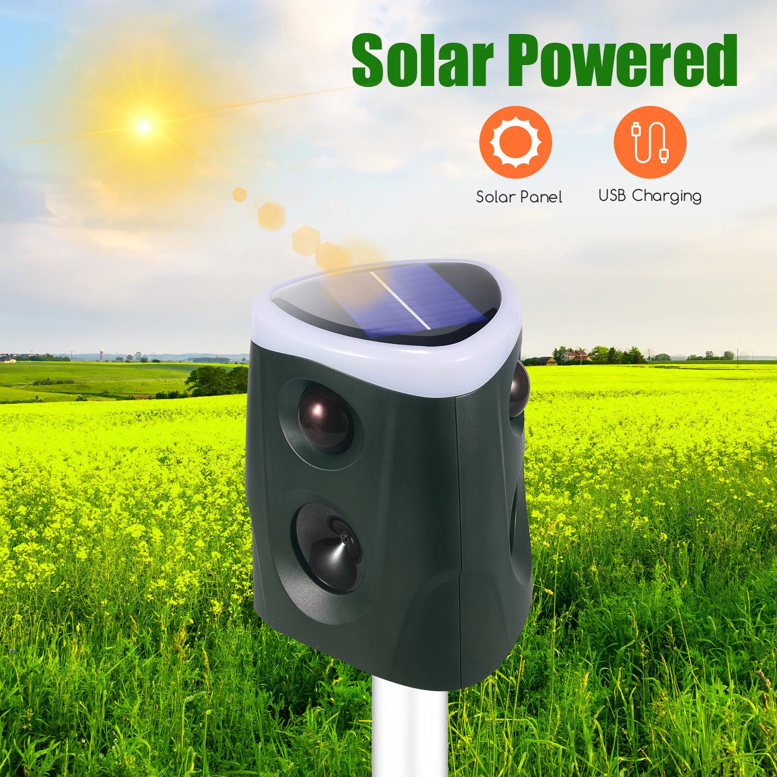 JahyShow New Solar Ultrasonic 360 Degree Snake Repellent Mouse Rodent Repellent Animal Repeller