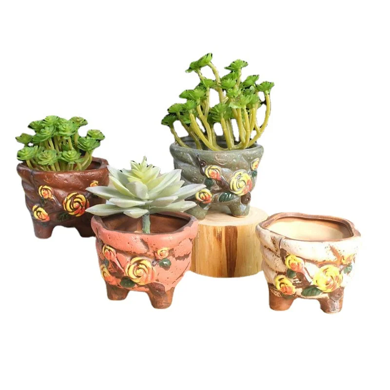 Hand-painted Ceramic Succulent Plant Pot, Korean Style Small Succulent Flower Pot, Desktop Mini Planter