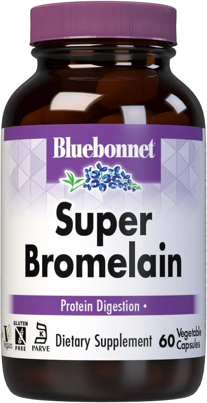 BlueBonnet Super Bromelain Vegetarian Capsules, 500 mg, 60 Count