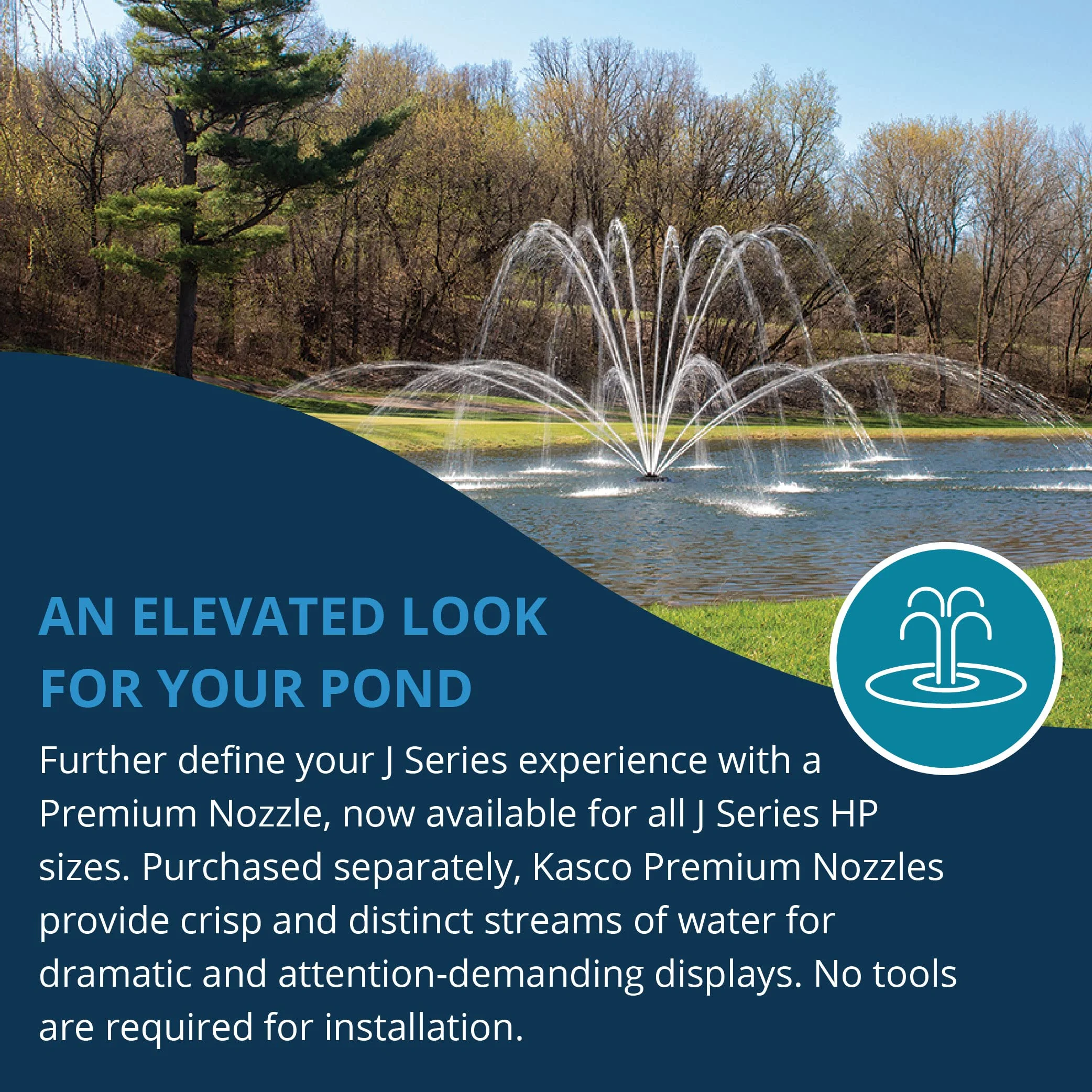 Kasco J Series 2 HP, 3 HP, 5 HP & 7-1/2 HP Magnolia Premium Fountain Nozzles Only (Fountain not Included)