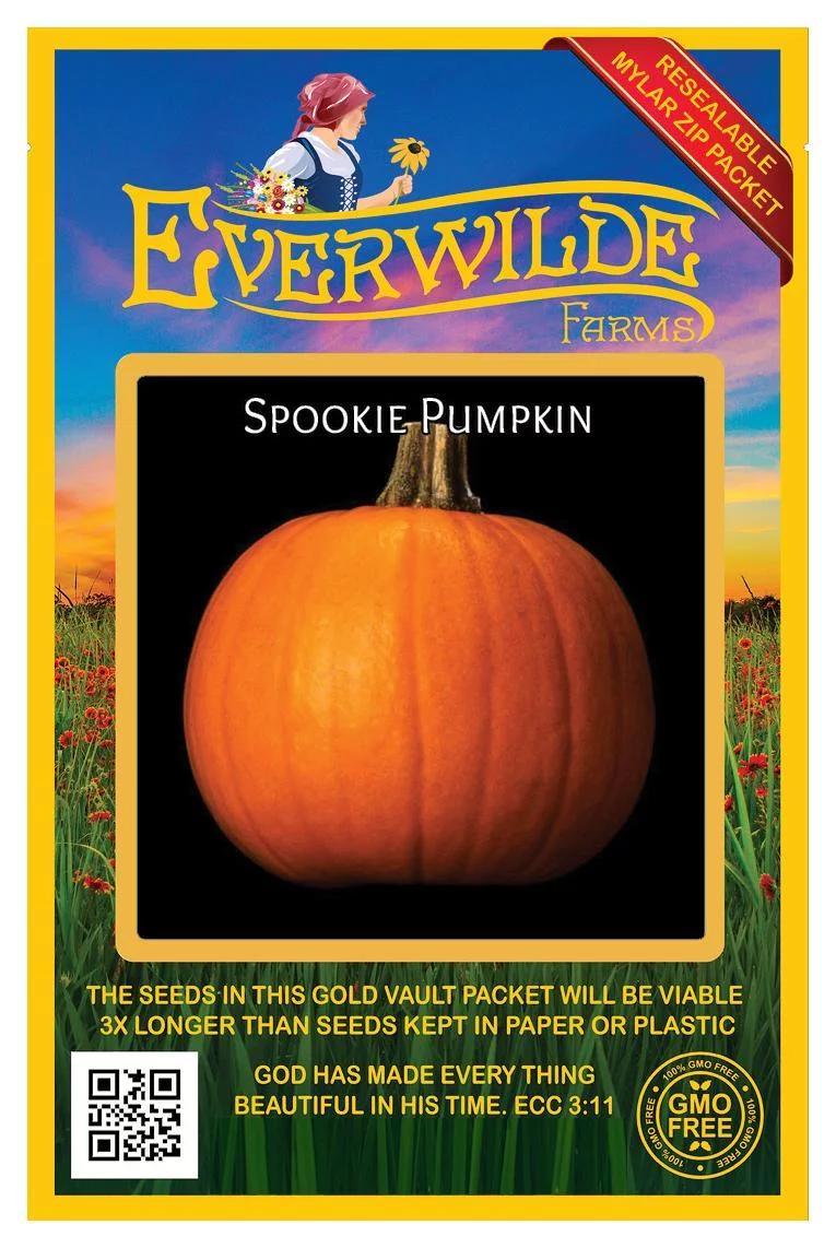 Everwilde Farms - 20 Spookie Pumpkin Seeds - Gold Vault Jumbo Bulk Seed Packet