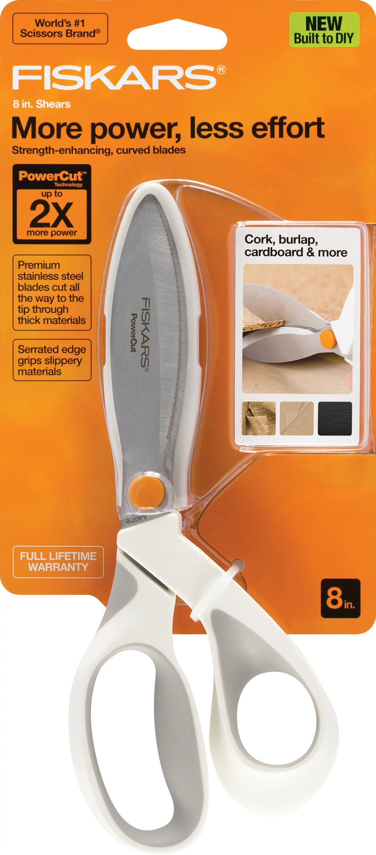 Fiskars DIY 8 inch SoftGrip PowerCut Shears, White