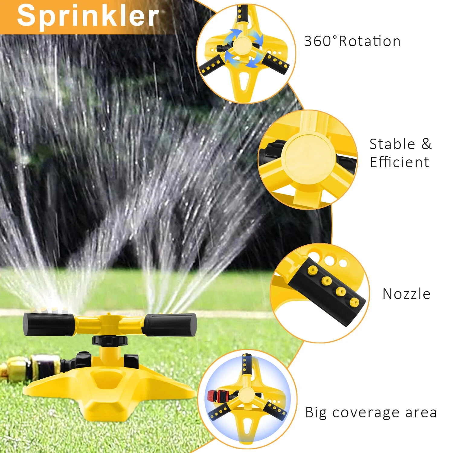 Garden Lawn Sprinkler 3Auto Spray Grass Watering Irrigation System Patio Yard