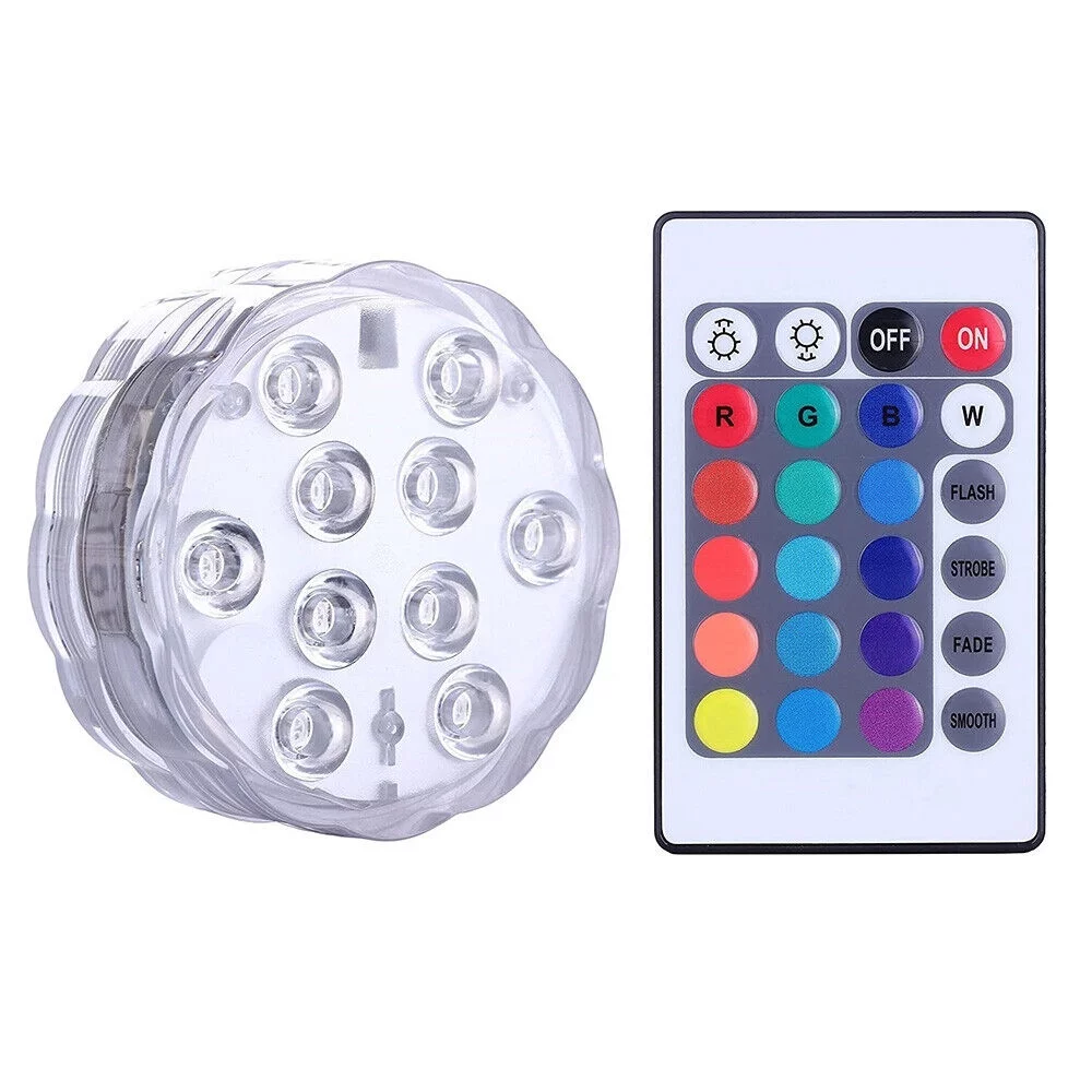 KKMOL Underwater Swimming Pool Lights 10LED Colorful Pond Fountain Lights Decor 1 Pack