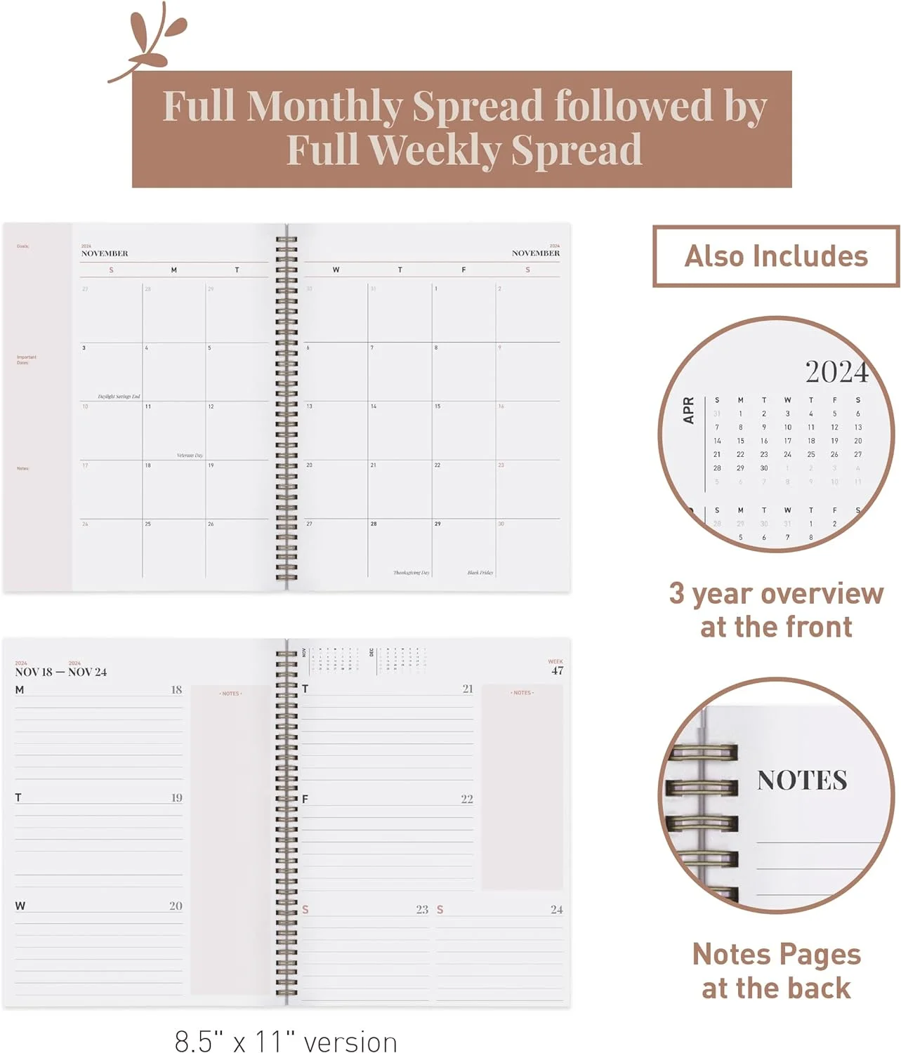 Rileys & Co 2024 Annual Weekly Planner - Cat Weekly & Monthly Planner (8.5 x 11 inches)