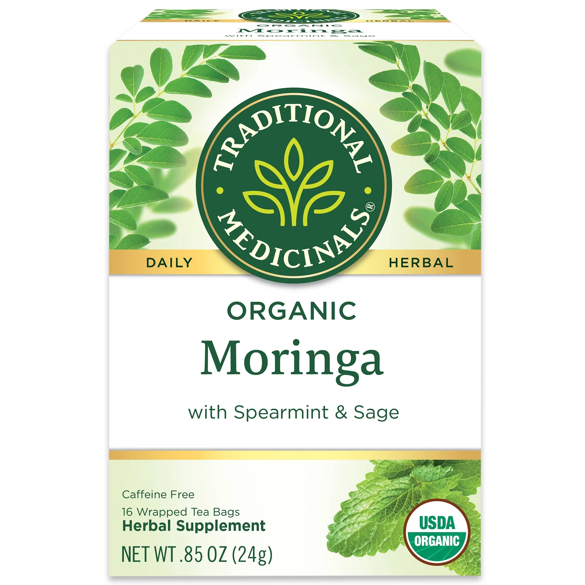 Traditional Medicinals Organic Moringa with Spearmint & Sage, 16 CT (Pack of 3)