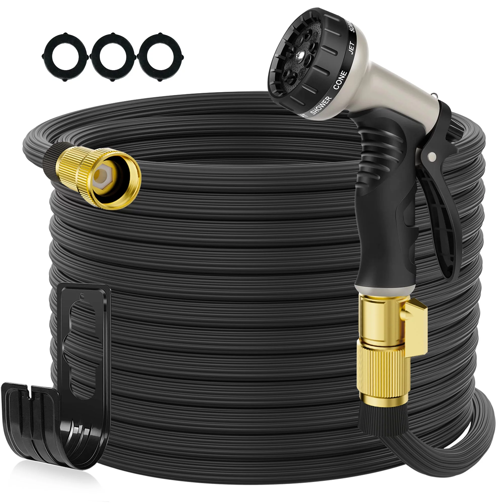 Kepagard Expandable Garden Hose 25ft Light Duty Water Hoses with Spray Nozzle Black