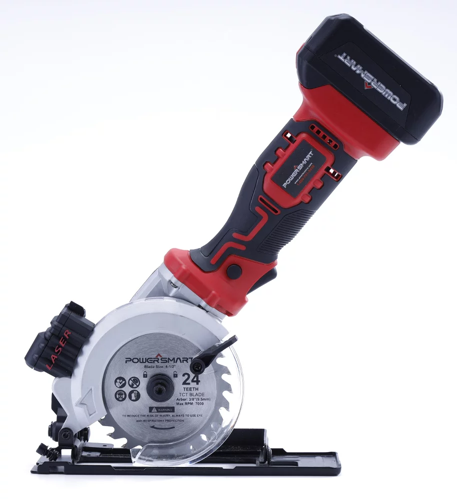 PowerSmart PS76138A 20V Cordless 4 1/2 in. Mini Circular Saw with 4.0 Ah battery and Charger