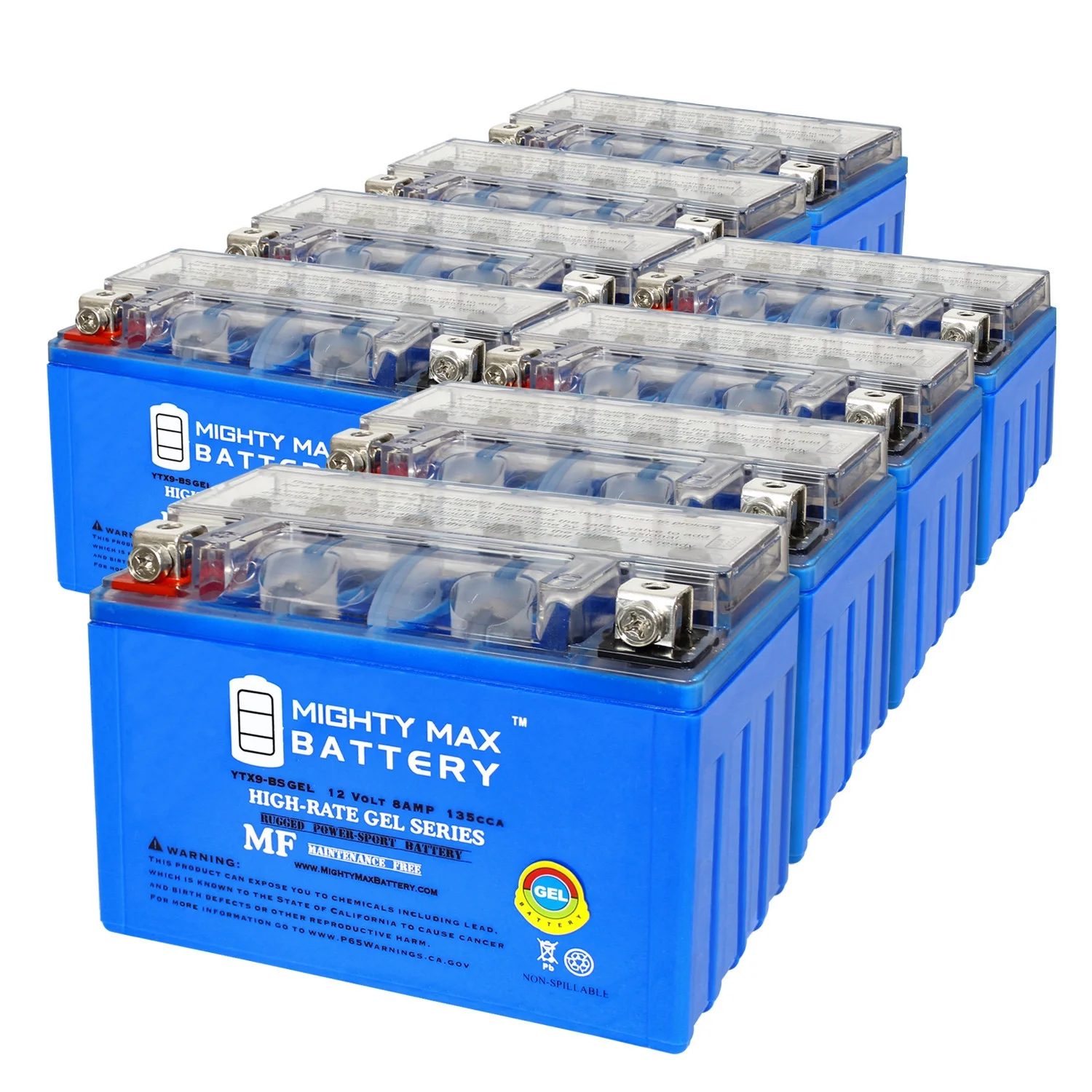YTX9-BSGEL 12V 8AH GEL Replacement Battery compatible with Snowmobile Mowers PWC Watercraft - 8 Pack