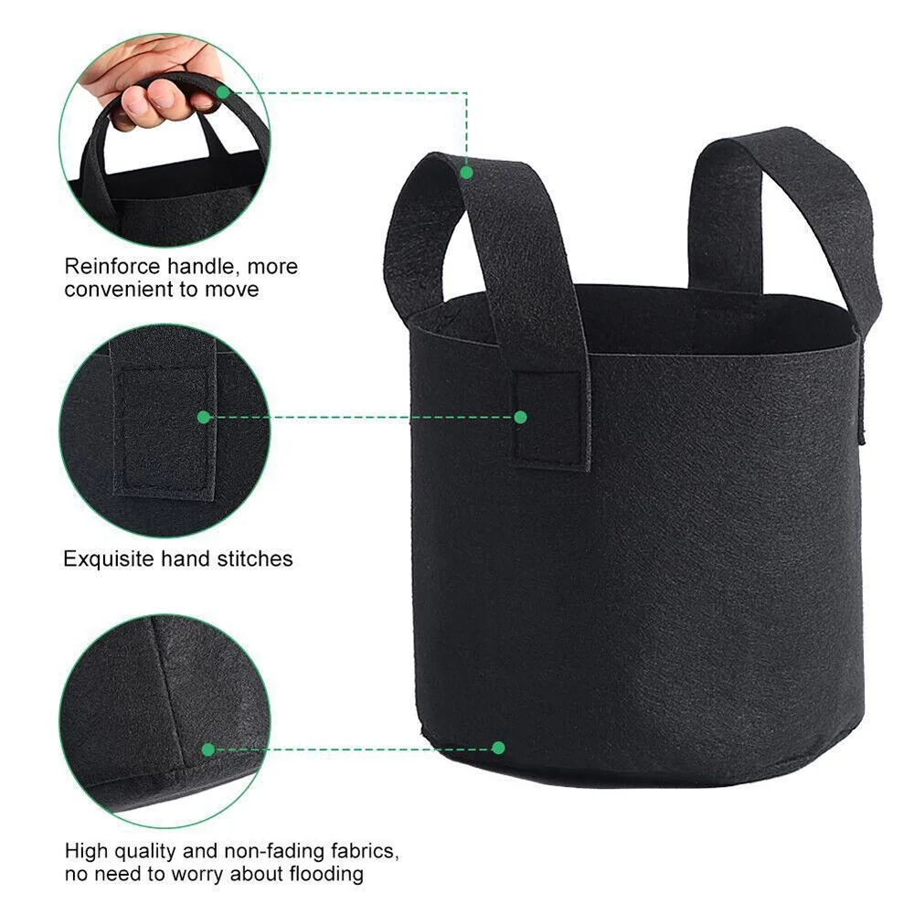 Black Plastic Plant Pots 1 2 3 4 5 7.5 10 12 15 20 Litre Large Flower Pot Strong