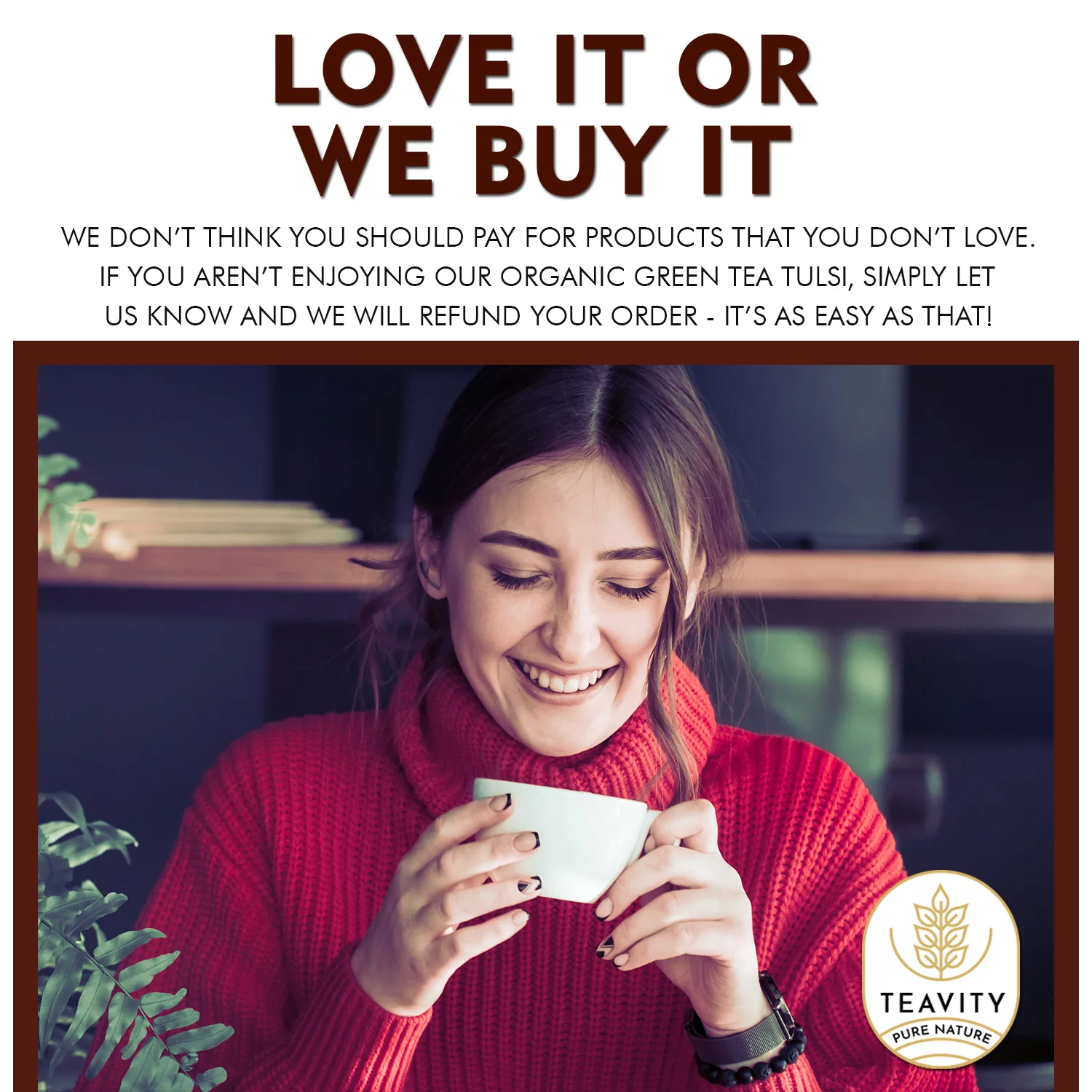 Organic Tulsi Green Tea Pods Compatible with Keurig Brewers by Teavity (Green Tea, 36 Tea Pods)