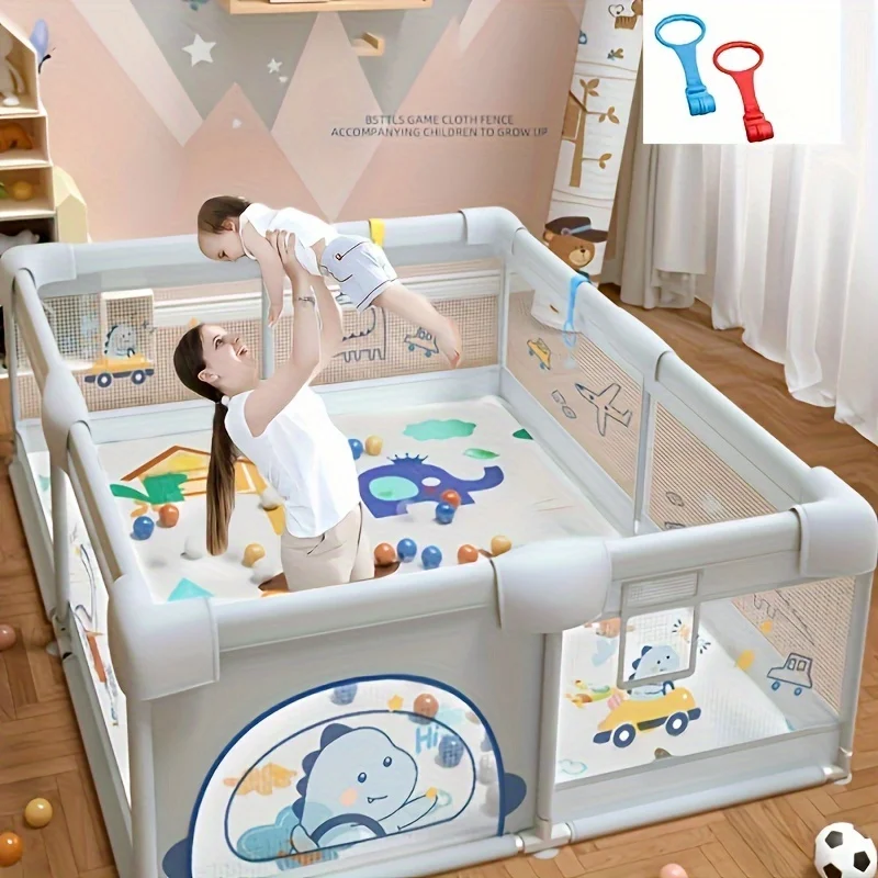 Play Yard, Playpen With Gate Indoor & Outdoor Activity Center With Anti-Slip Base, Christmas Halloween Gift