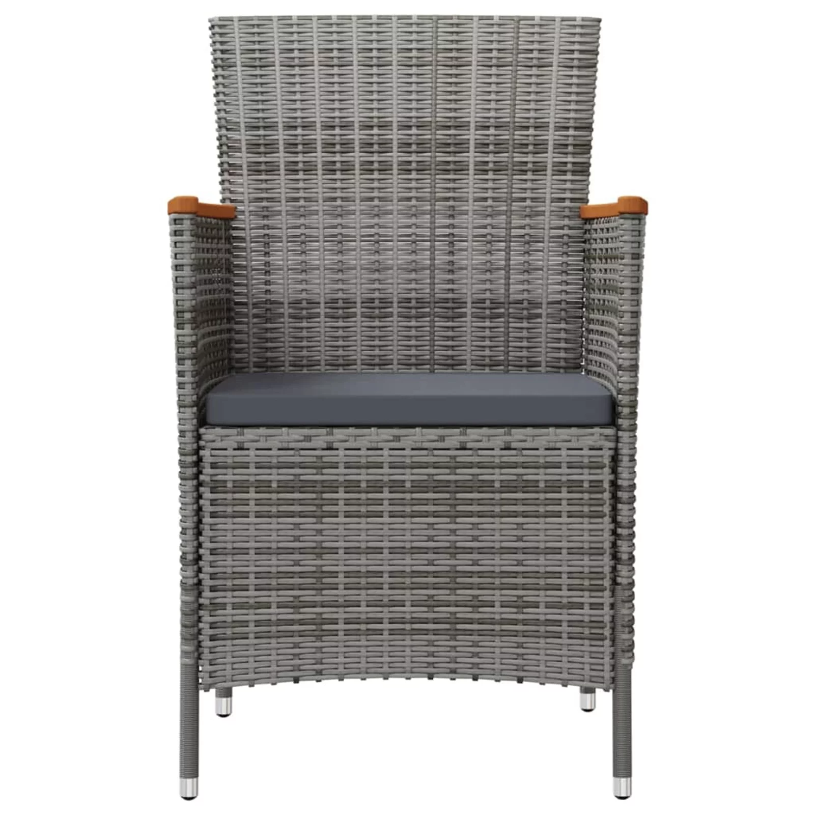 Tomshoo Patio Dining Chairs 2 pcs Poly Rattan Gray