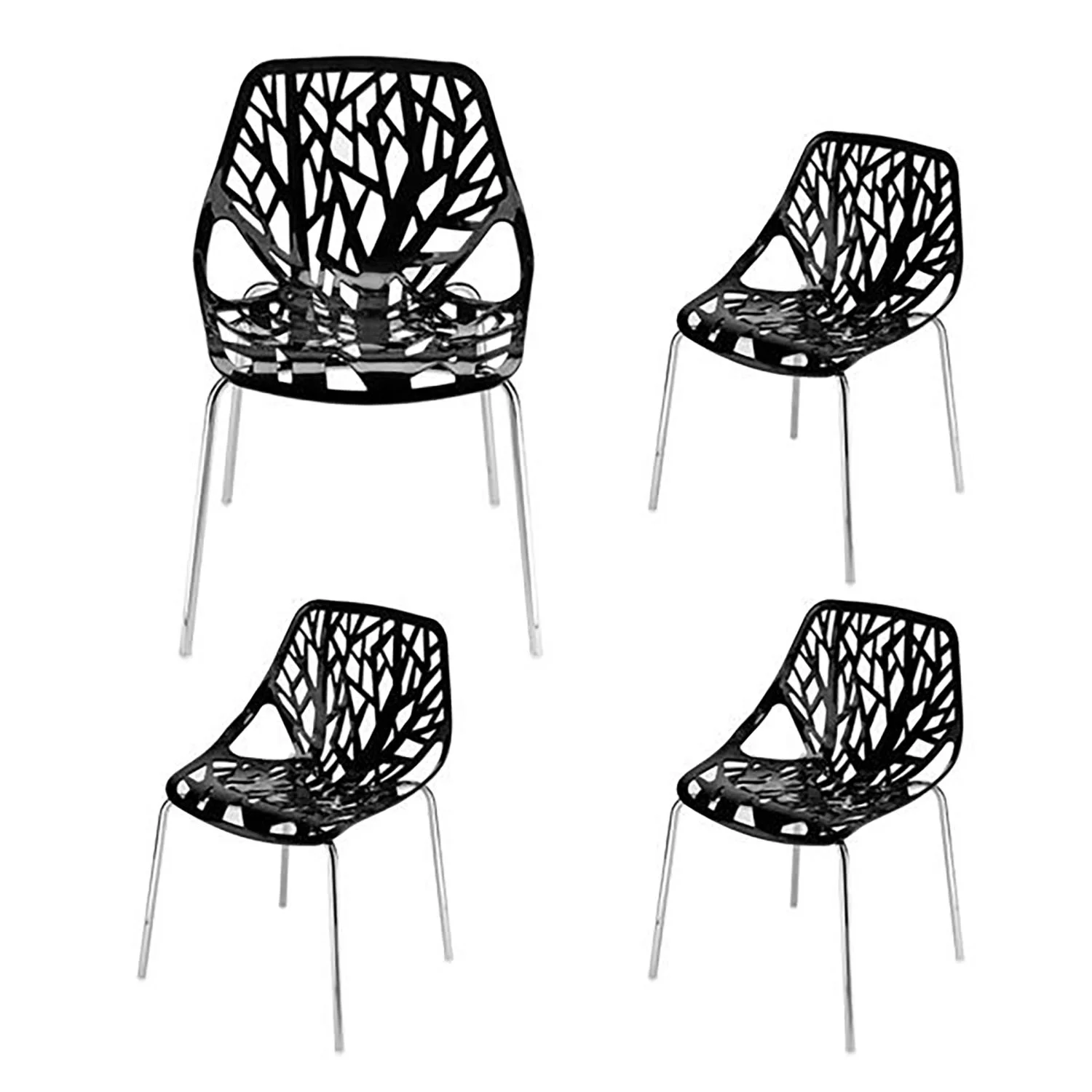 4pcs Bird's Nest Style Lounge Chair Black