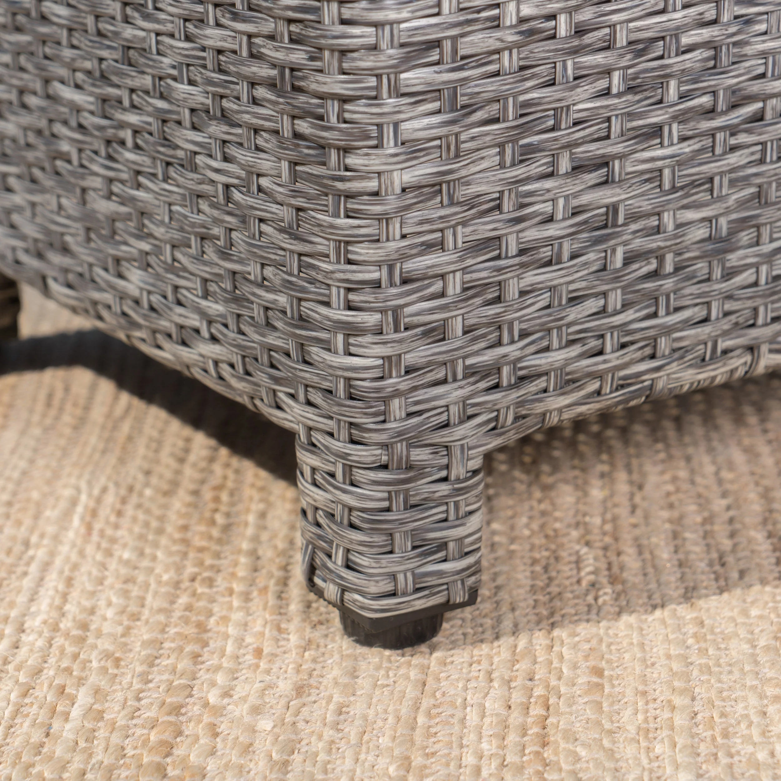 GDF Studio Venice Outdoor Wicker 3 Piece Swivel Chat Set with Water Resistant Fabric Cushionsm, Mixed Black and Dark Gray