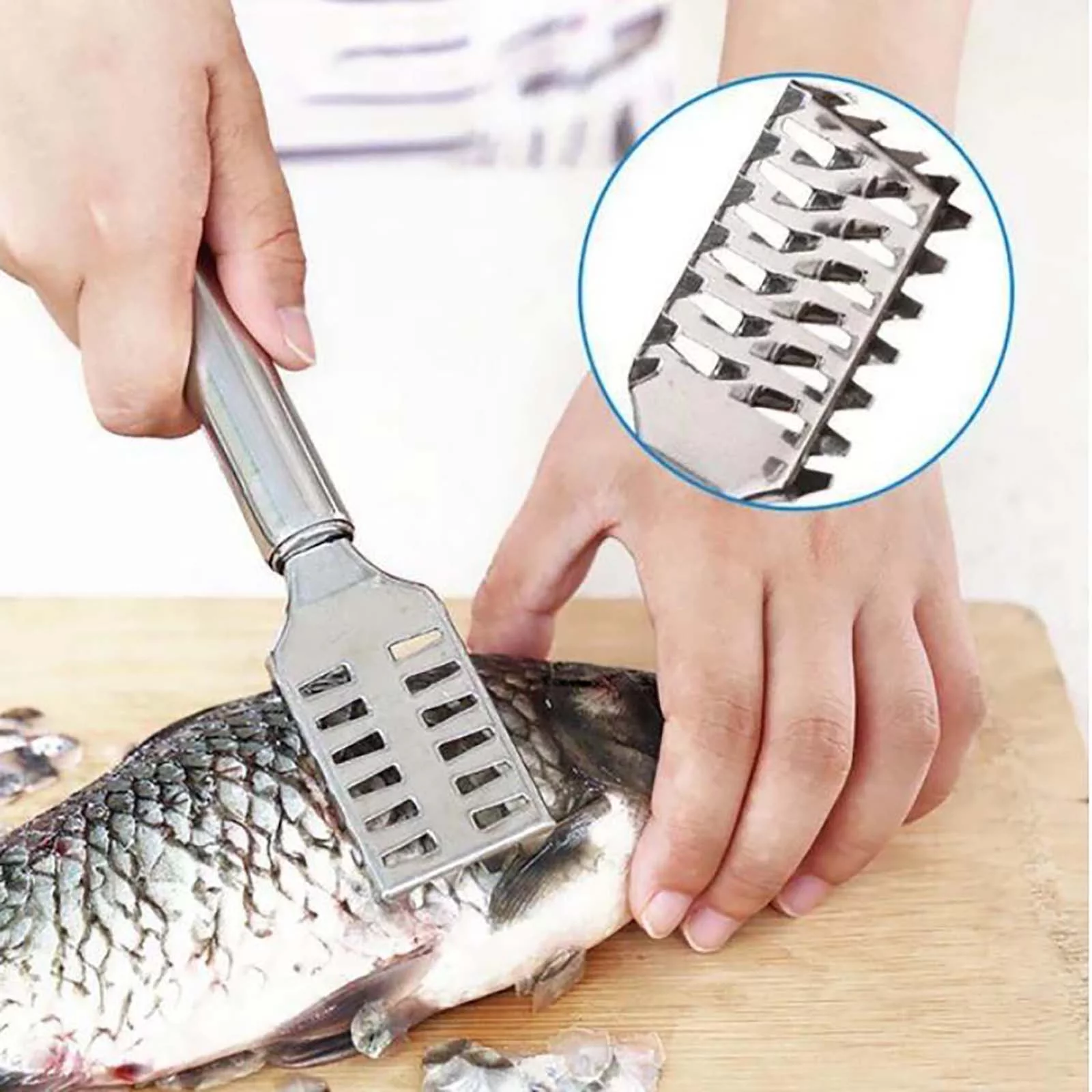 TIHLMK Clearance Household Scale Removal Brush Rake-shaped Manual Stainless Steel Scale Scraper