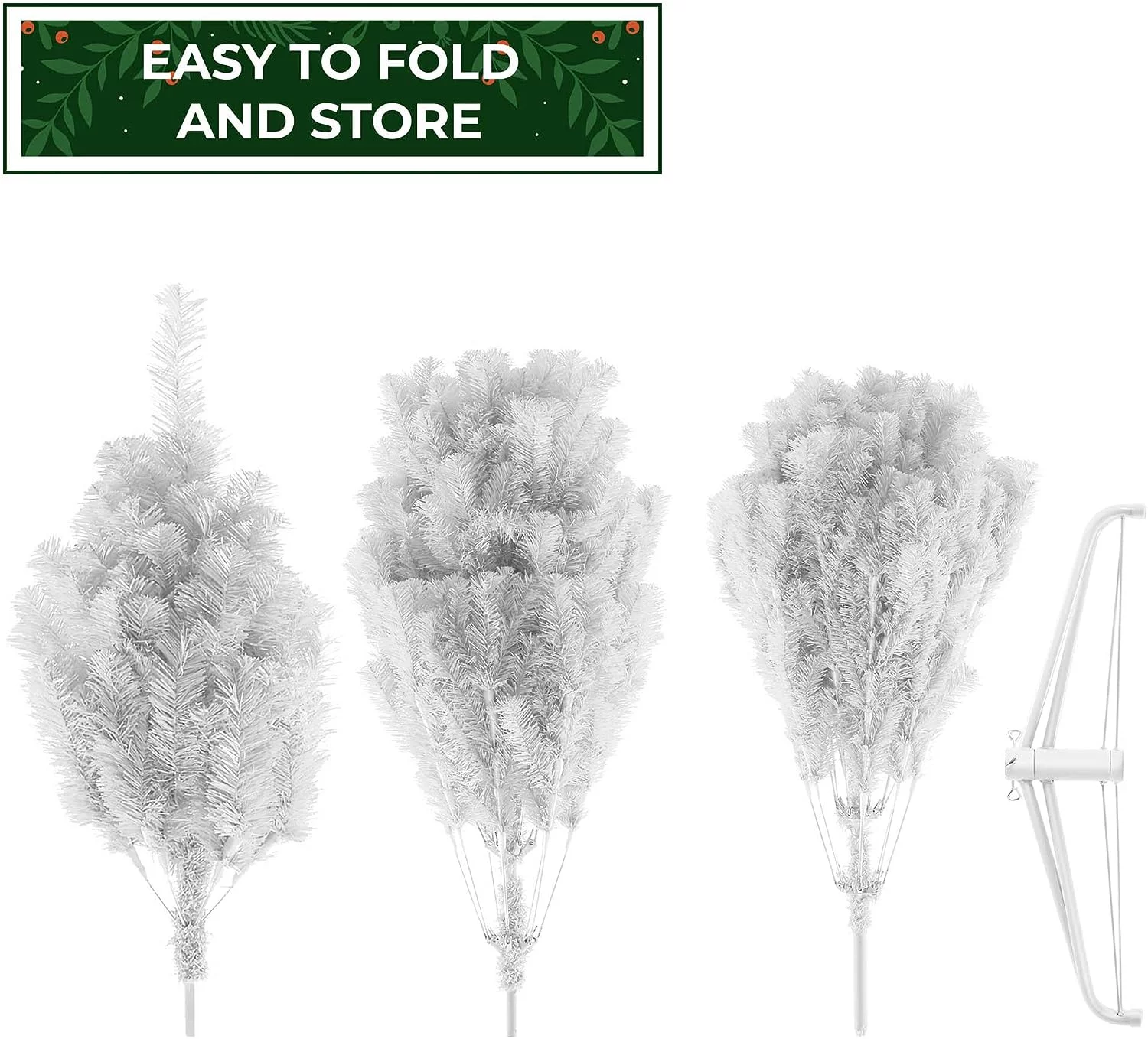 6FT White Spruce Artificial Holiday Christmas Tree With Sturdy Metal Stand