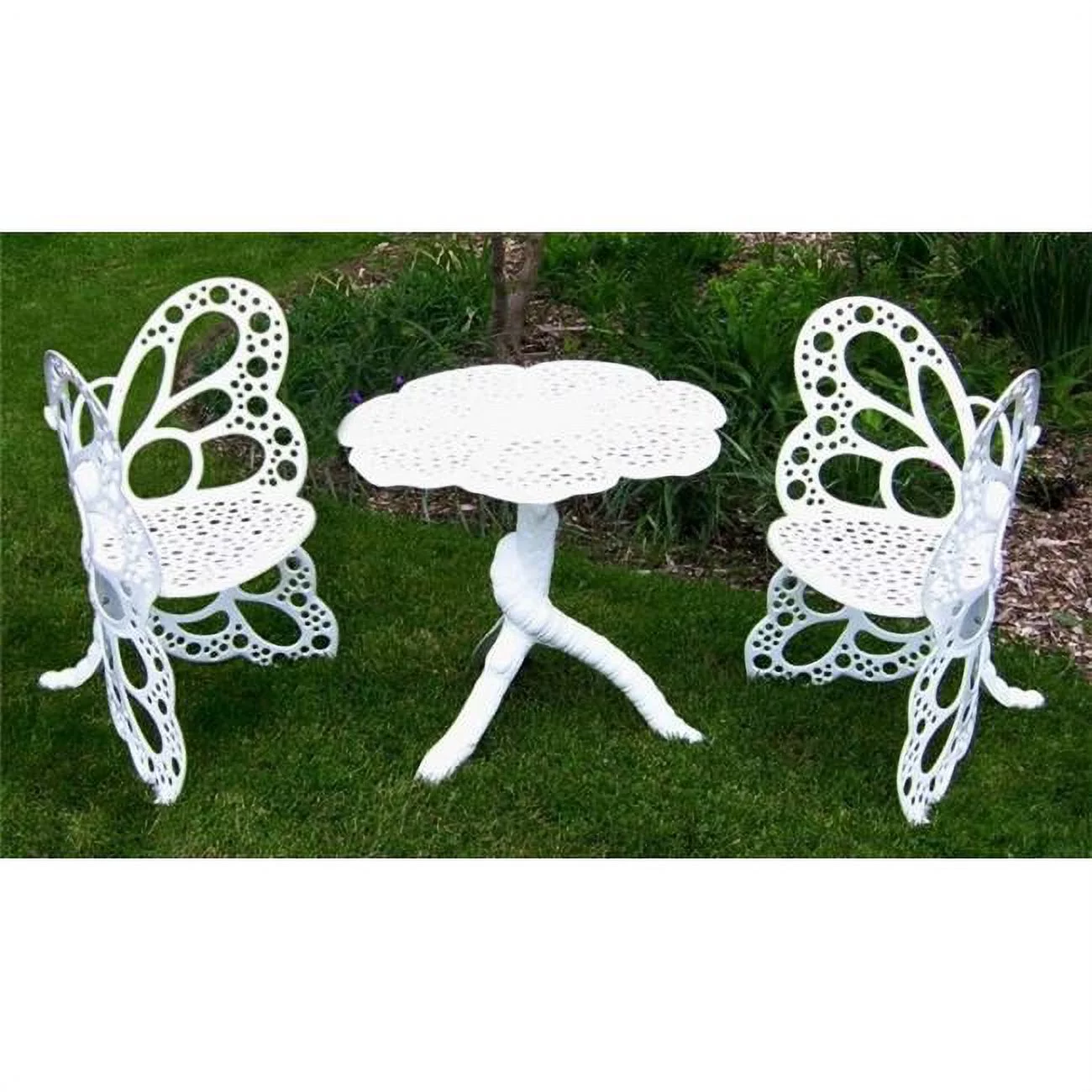 3-Piece Antique Design Metal Butterfly Bistro Set - White
