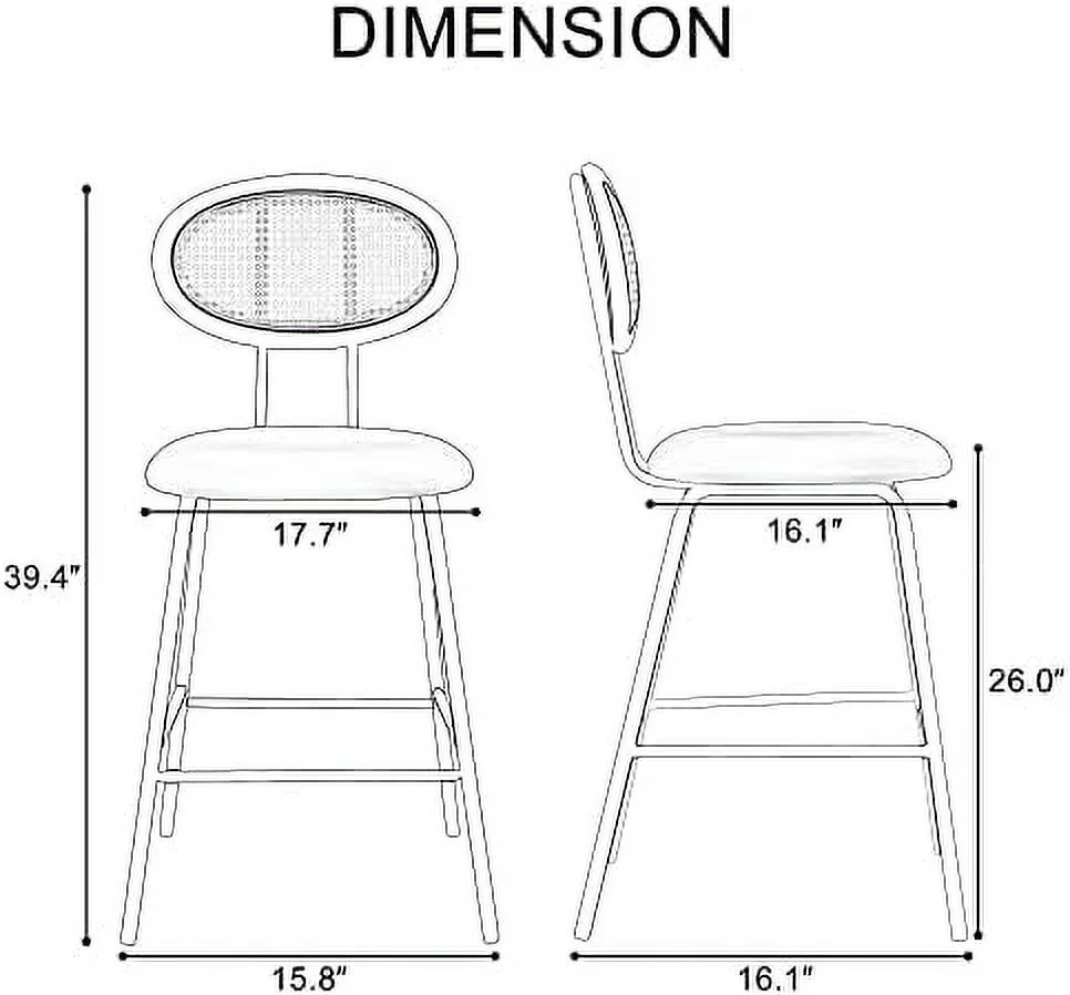 HYHBIBOOM Mid Century Modern Rattan Backrest Dining Chairs   White Boucle Upholstered Kitchen Side Chairs with Metal Chromed Legs for Dining Living Room