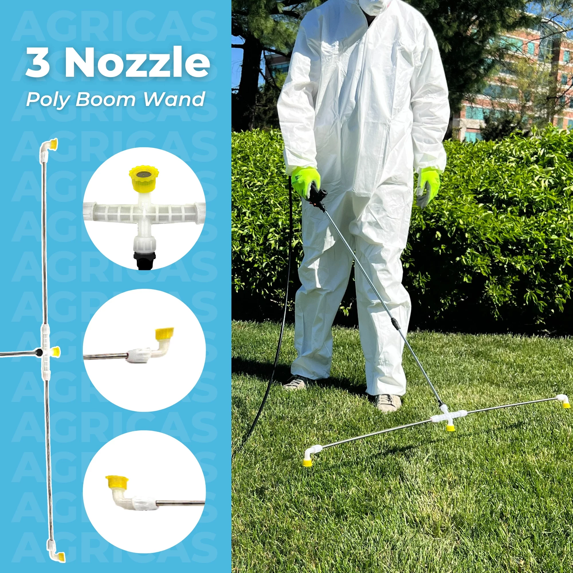 AGRICAS Battery Powered Sprayer with Double Professional Pump - 10.5 Gallon, Multifunctional Weed Sprayer for Lawn & Garden with Adjustable HD Wand and Nozzles, Portable Sprayer with Wheels