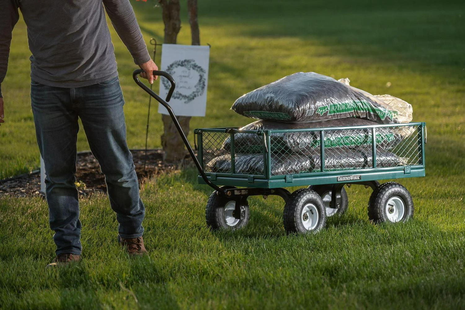 GroundWork 800 lb. Capacity Steel Garden Cart