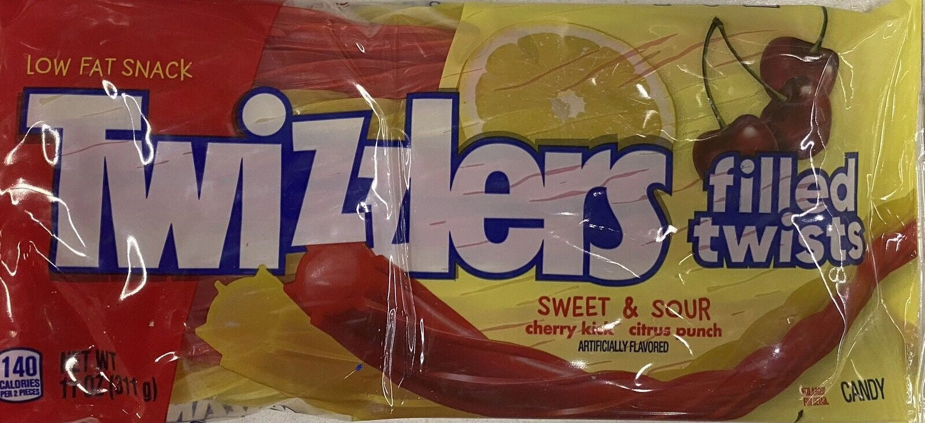TWIZZLERS FILLED Twists Sweet & Sour CHERRY KICK CITRUS PUNCH Licorice 11 oz Bag