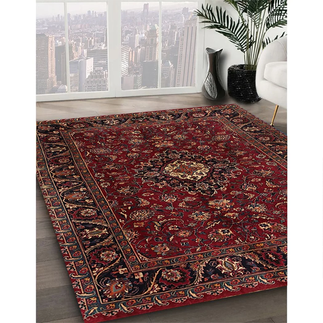 Ahgly Company Indoor Square Traditional Chestnut Brown Persian Area Rugs, 3' Square