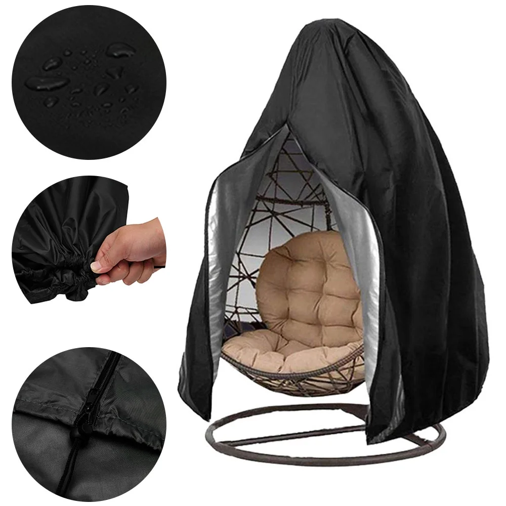ODOMY Patio Hanging Egg Chair Cover Outdoor Rattan Wicker Swing Chair Waterproof Anti-dust Garden Furniture Cover with Zipper
