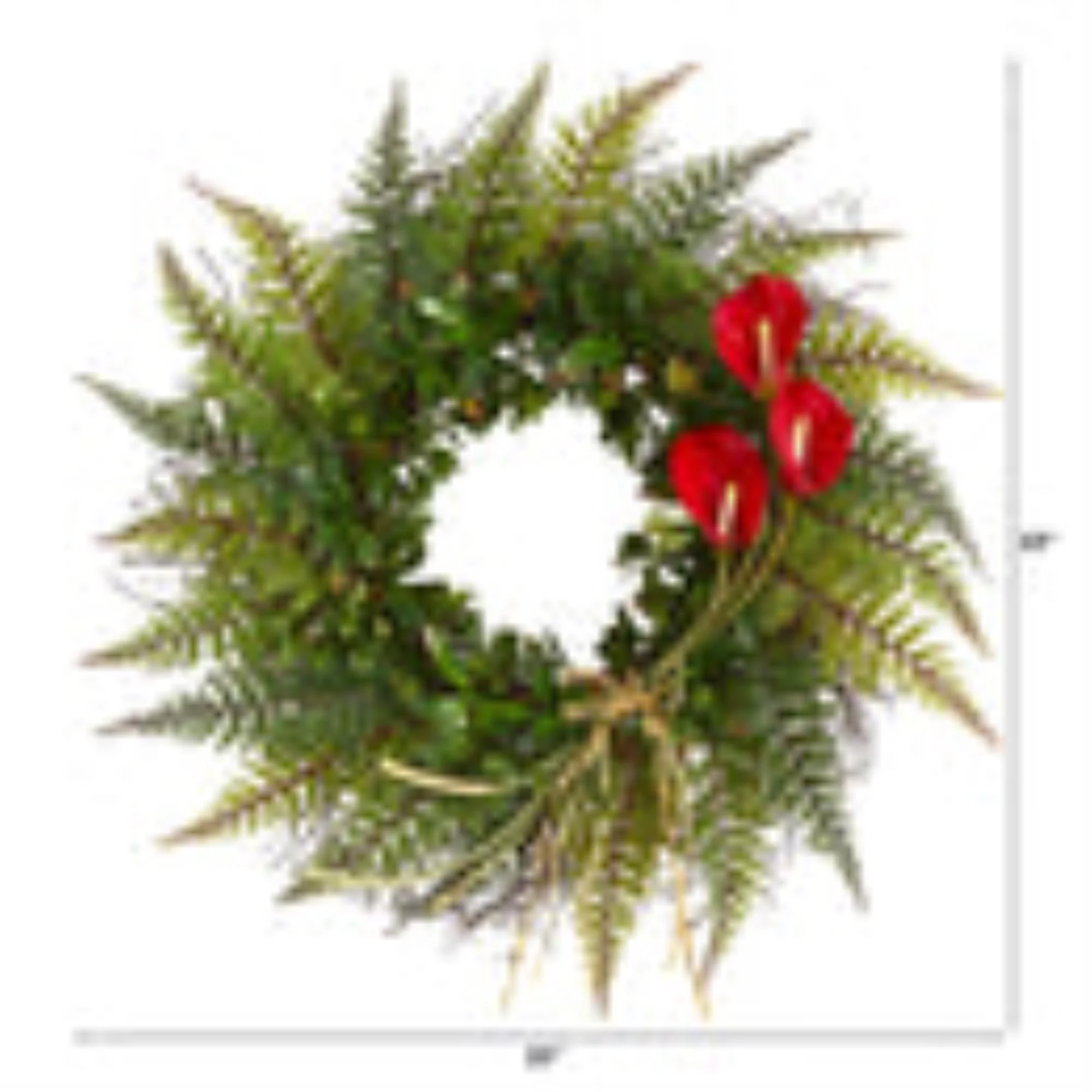 Nearly Natural 7' Pre-Lit Red Flocked Fraser Fir Artificial Christmas Tree, Red Lights