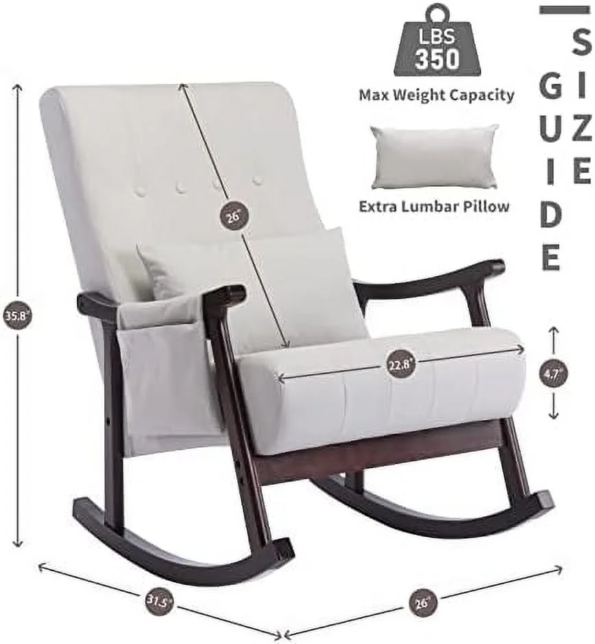 AEFRGHS Nursery Rocking Chairs with Ottoman，Rocker Chair Glider Chair for Nursery，Modern Mid Century Living Room Chair Nursing Comfy Chairs for Mom Seniors  Light Gray