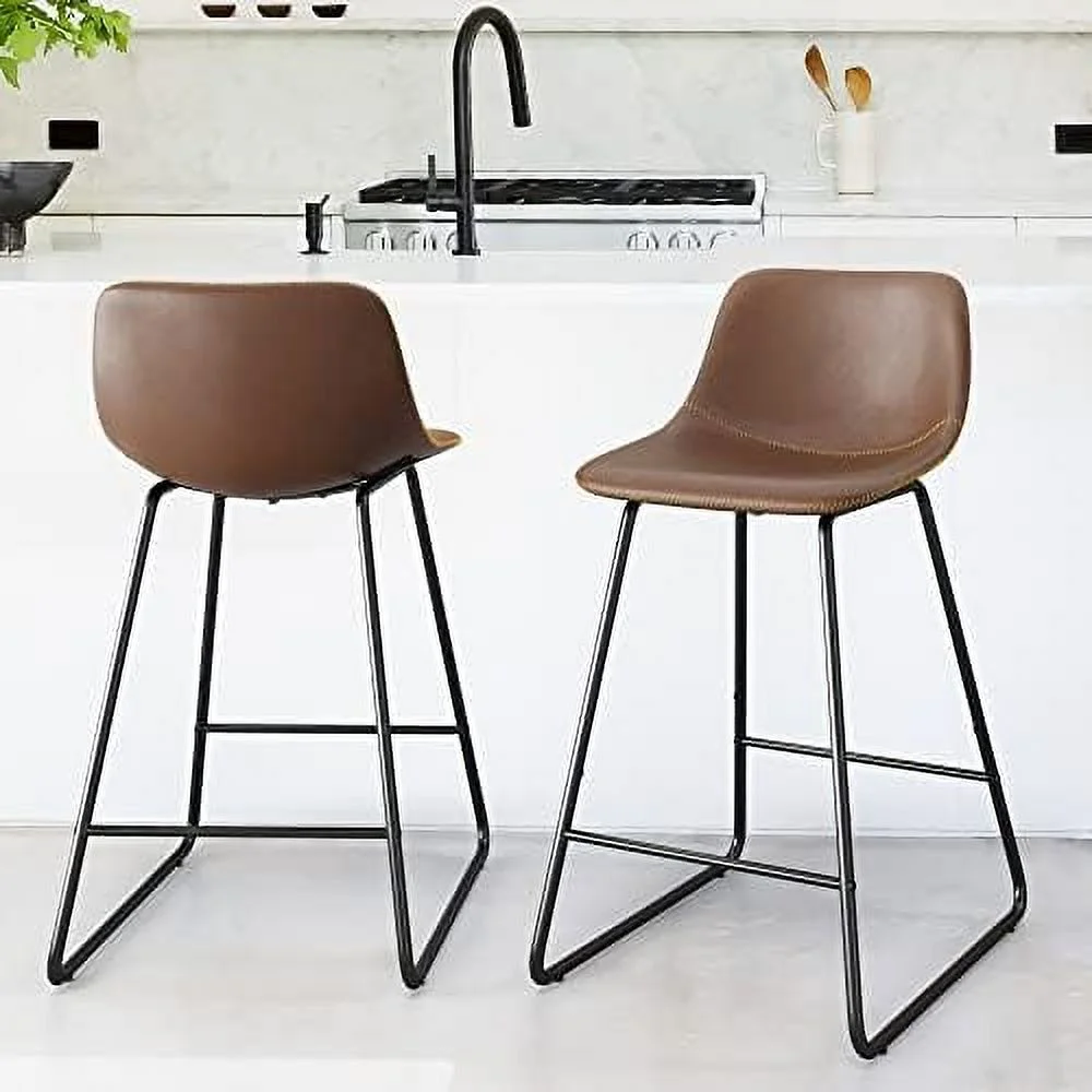 TJCGDTY Centiar Faux Leather Indoor Kitchen Dining Chair Set of 4 Comfortable Farmhouse Chairs With Metal Legs  Modern Industrial Upholstered Chairs Suitable For Home  Bistro Coffee Shop