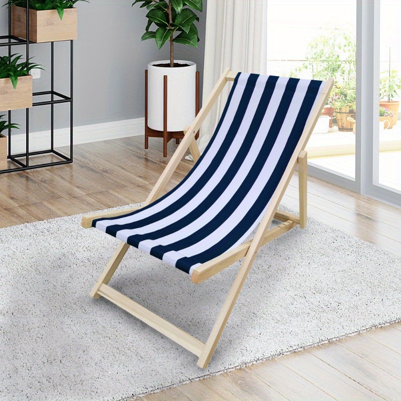 Zateety Populus wood sling chair blue Stripe Broad Dark blue Strip