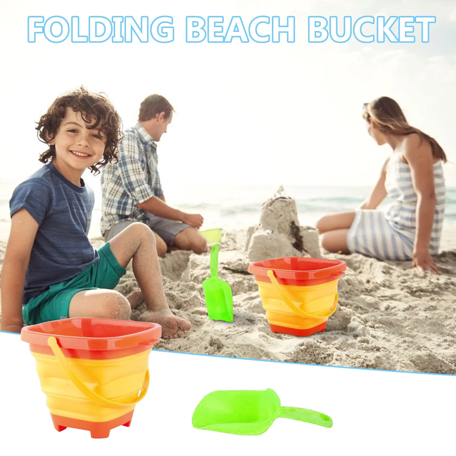 Sand Play Set Outdoor Soft Folding Bucket Portable Summer Beach Water Toy Telescopic Bucket