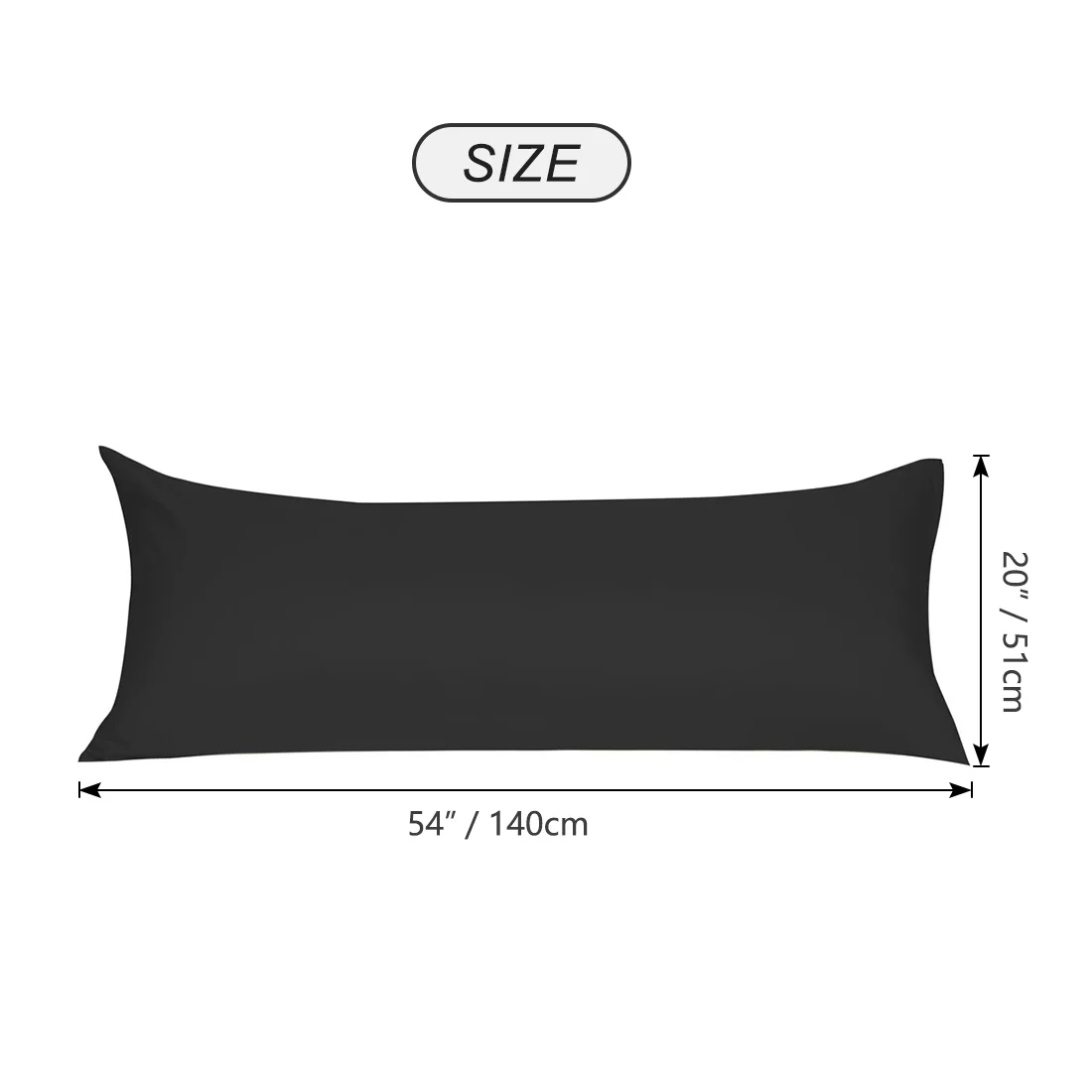 REGALWOVEN Microfiber Body Pillowcase with Zipper Closure, Black, Body(20