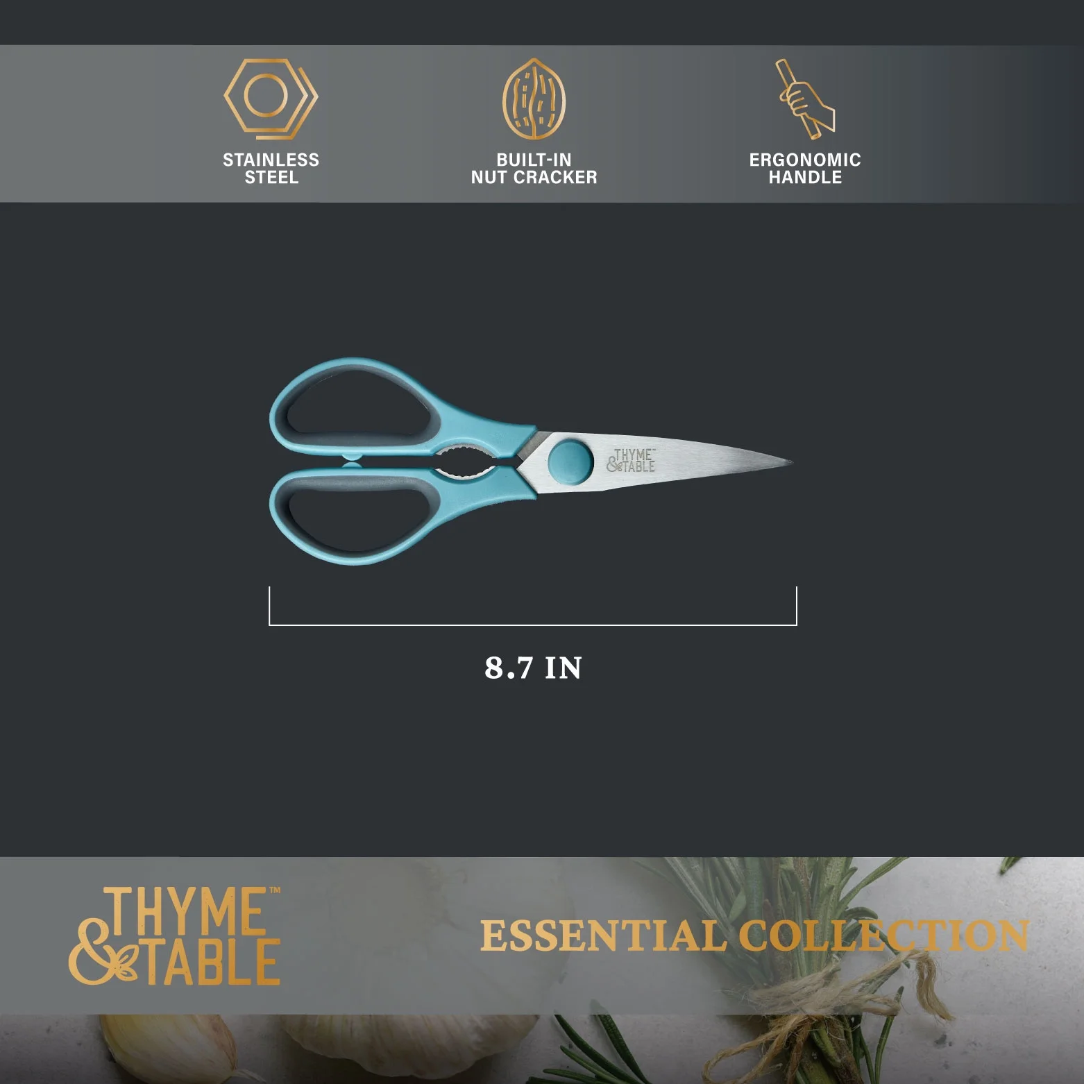 Thyme & Table Stainless Steel Kitchen Shears with Sheath, Blue