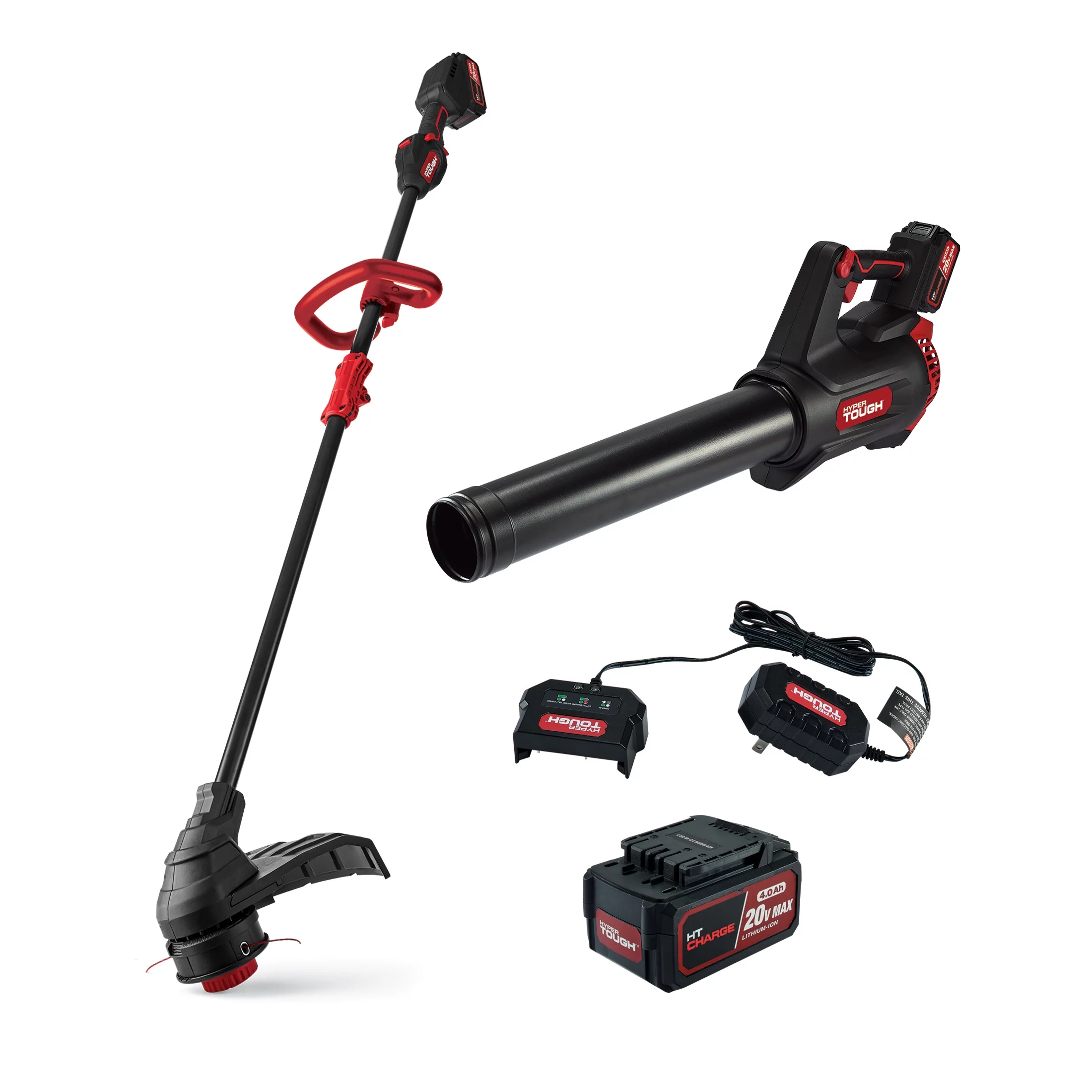 Hyper Tough 20V Max Brushless Battery Powered Trimmer Blower Combo, HT22-401-003-07