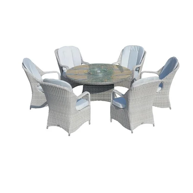 Moda Furnishings  7-Piece Patio 6-Seat Wicker Round Dining Set for Garden