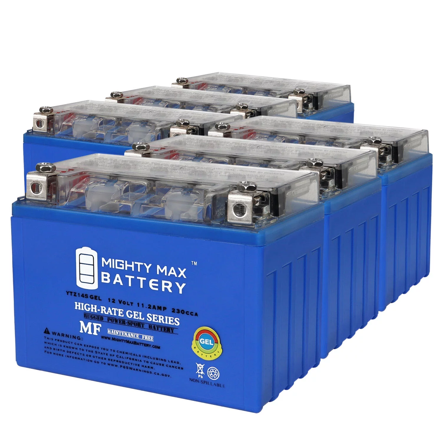 YTZ14SGEL 12V 11.2AH Replacement Battery compatible with Honda ATV Mower - 6 Pack