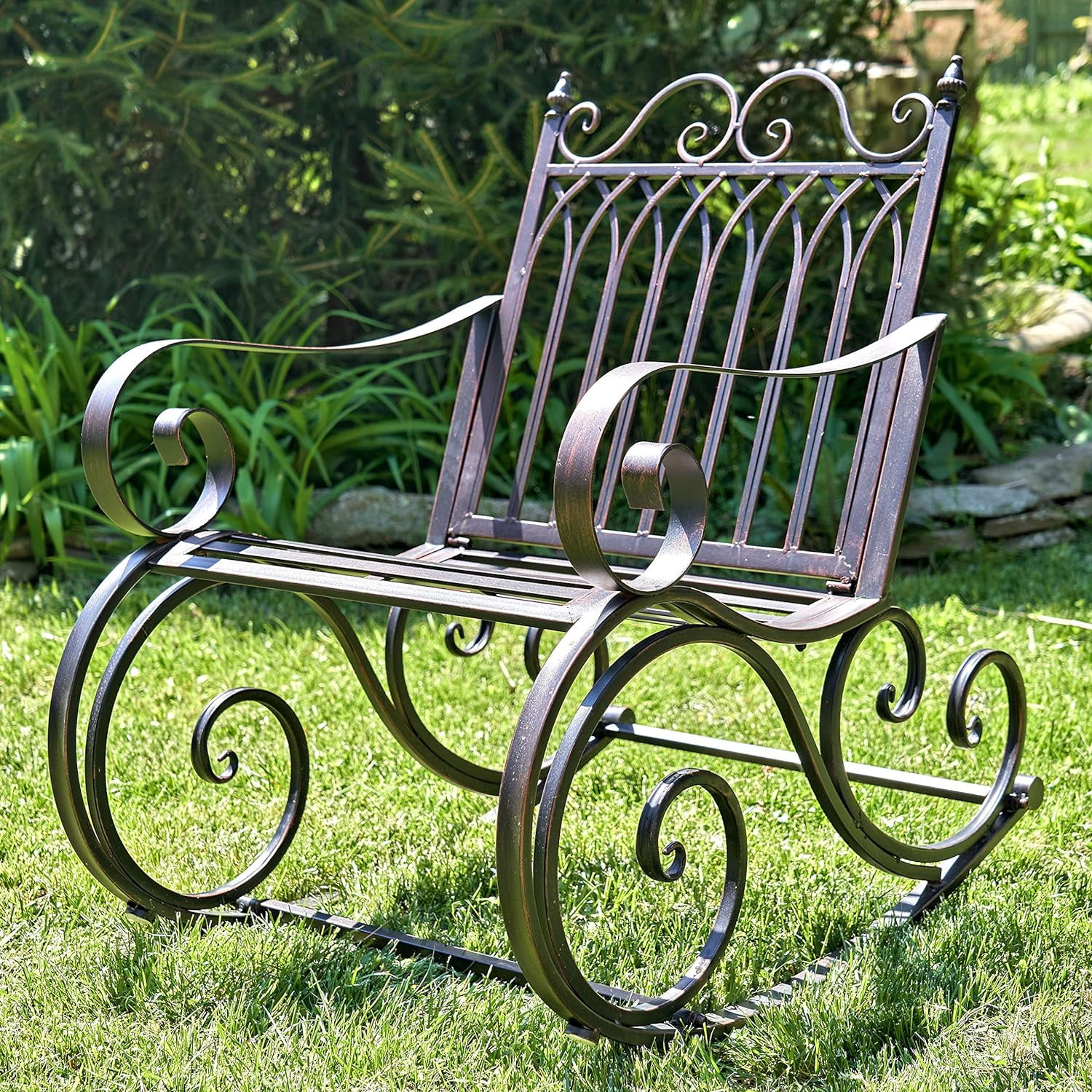 Outdoor Metal Rocking Arm Chair/Bench (Arm Chair, Bronze)