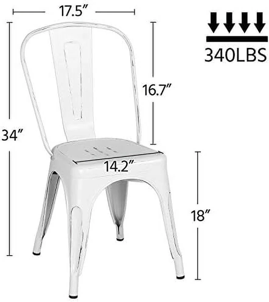 LNSETGC Metal Dining Chairs Set of 4 Black High Back Industrial Chairs Indoor/Outdoor Chic Dining Bistro Cafe Side Barstool  Chair Coffee Chair