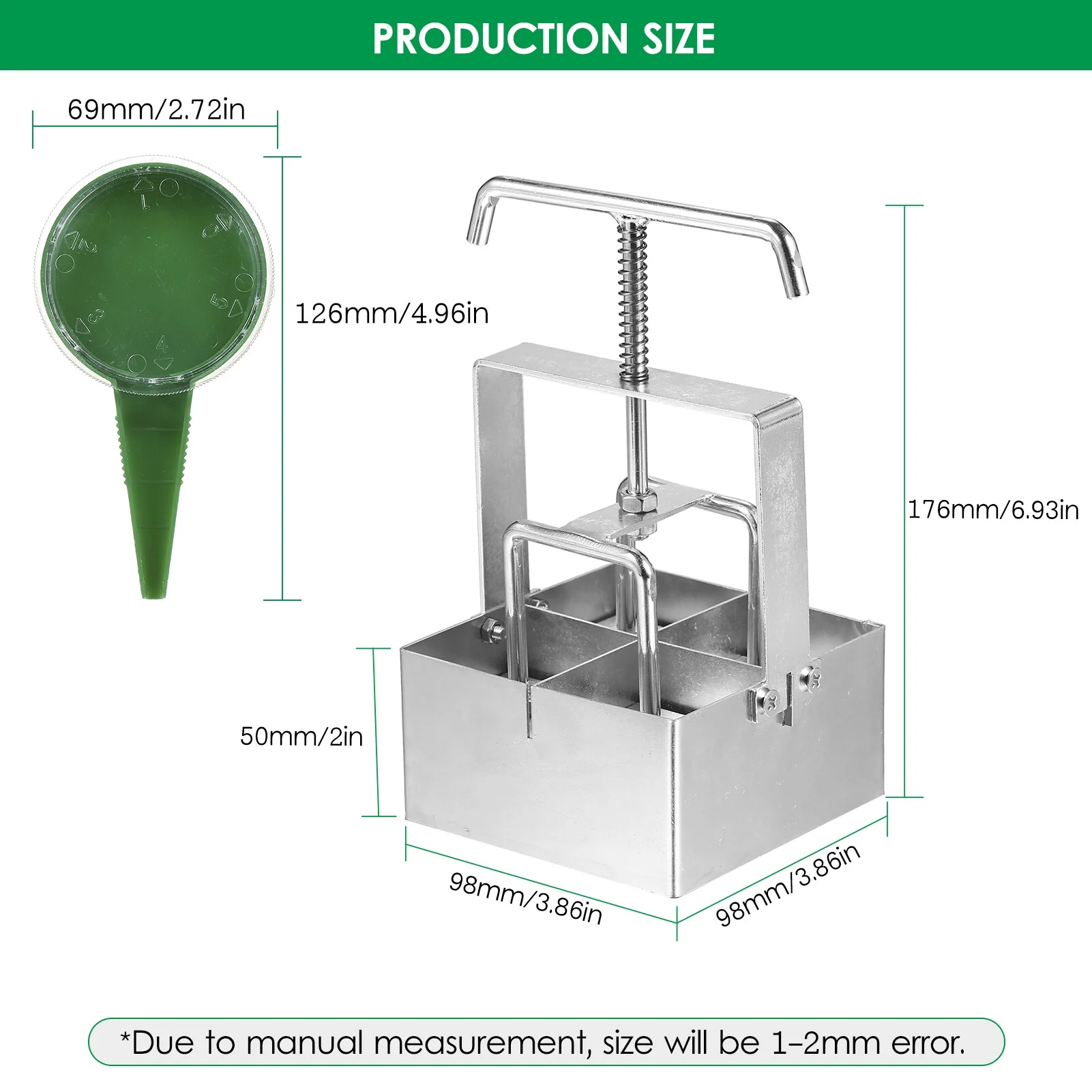Handheld Soil Blocker 2-Inch Soil Block Maker Soil Blocking Tool with Dibbles Dibbers for Garden Cultivate seedlings and cultivate soil