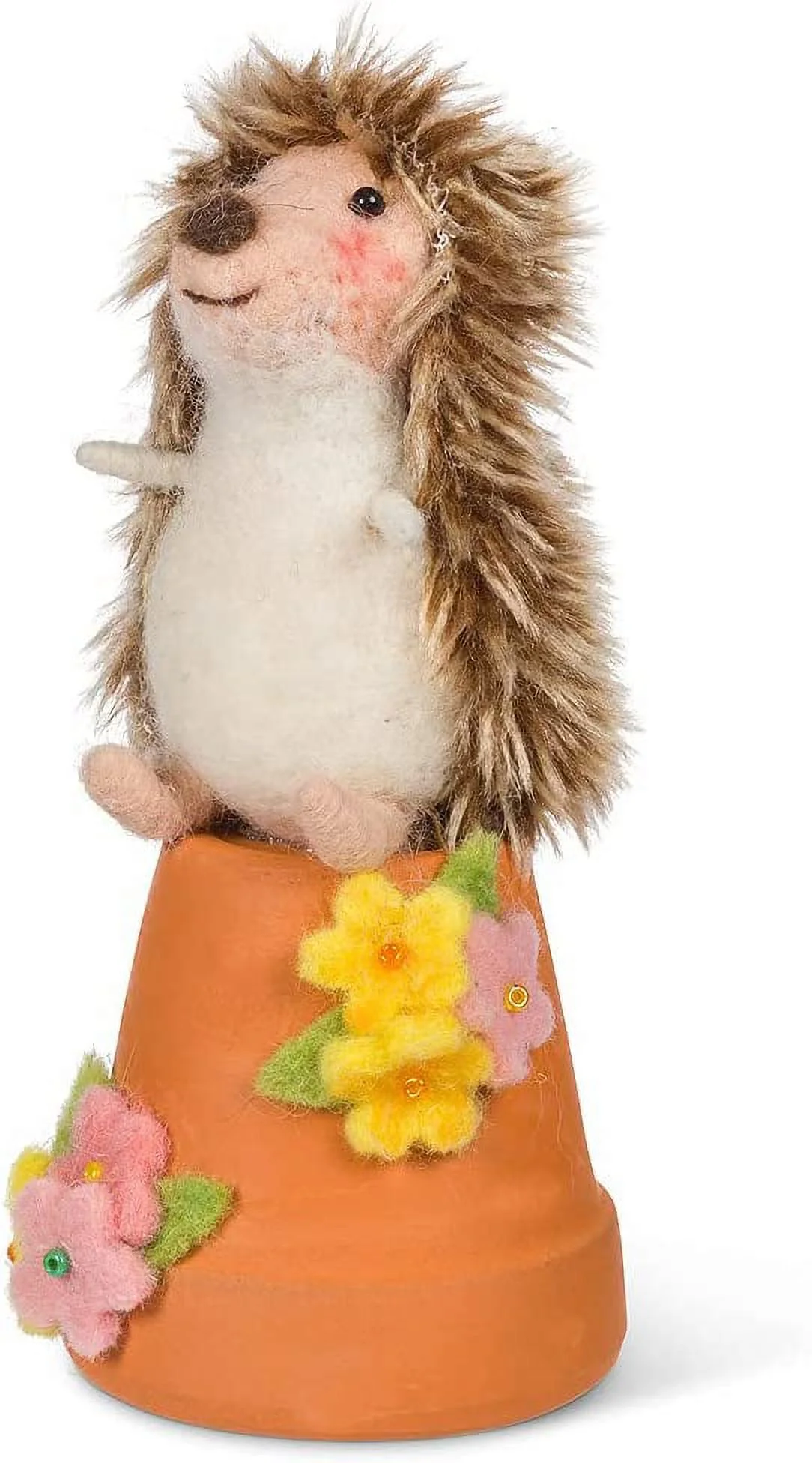 Abbott Collections AB-27-MERINO-484 Hedgehog On Garden Pot Decoration, , Terracotta & Brown