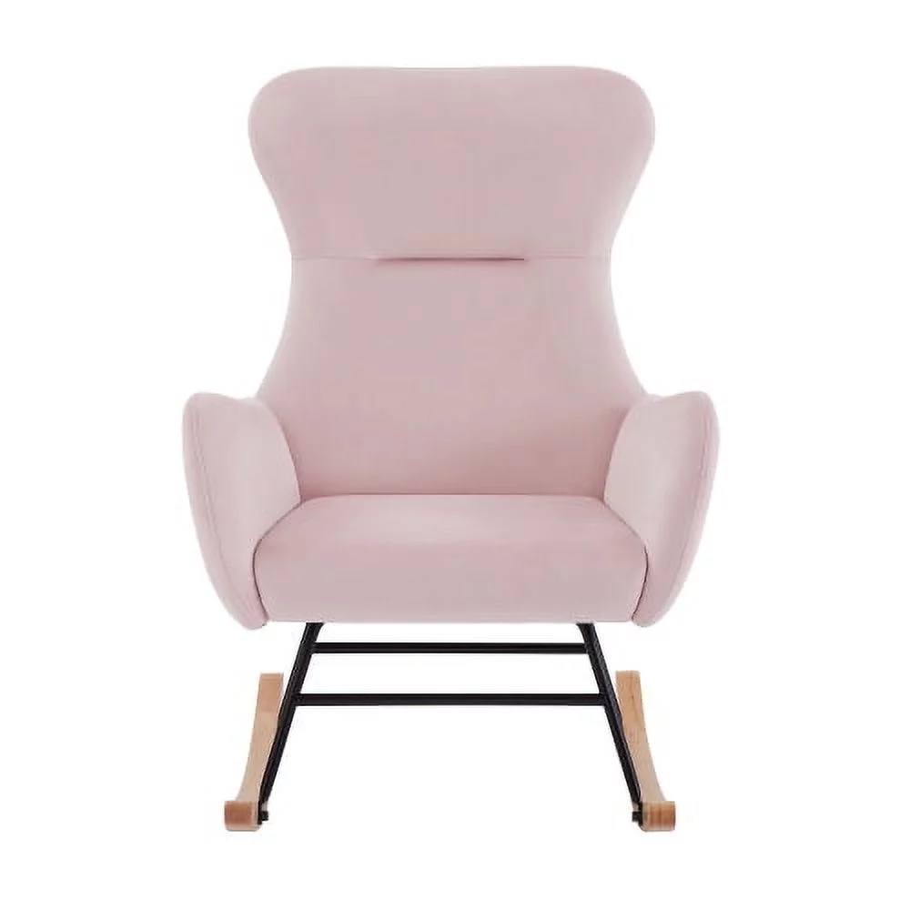ZJbiubiuHome Pink velvet rocking chair