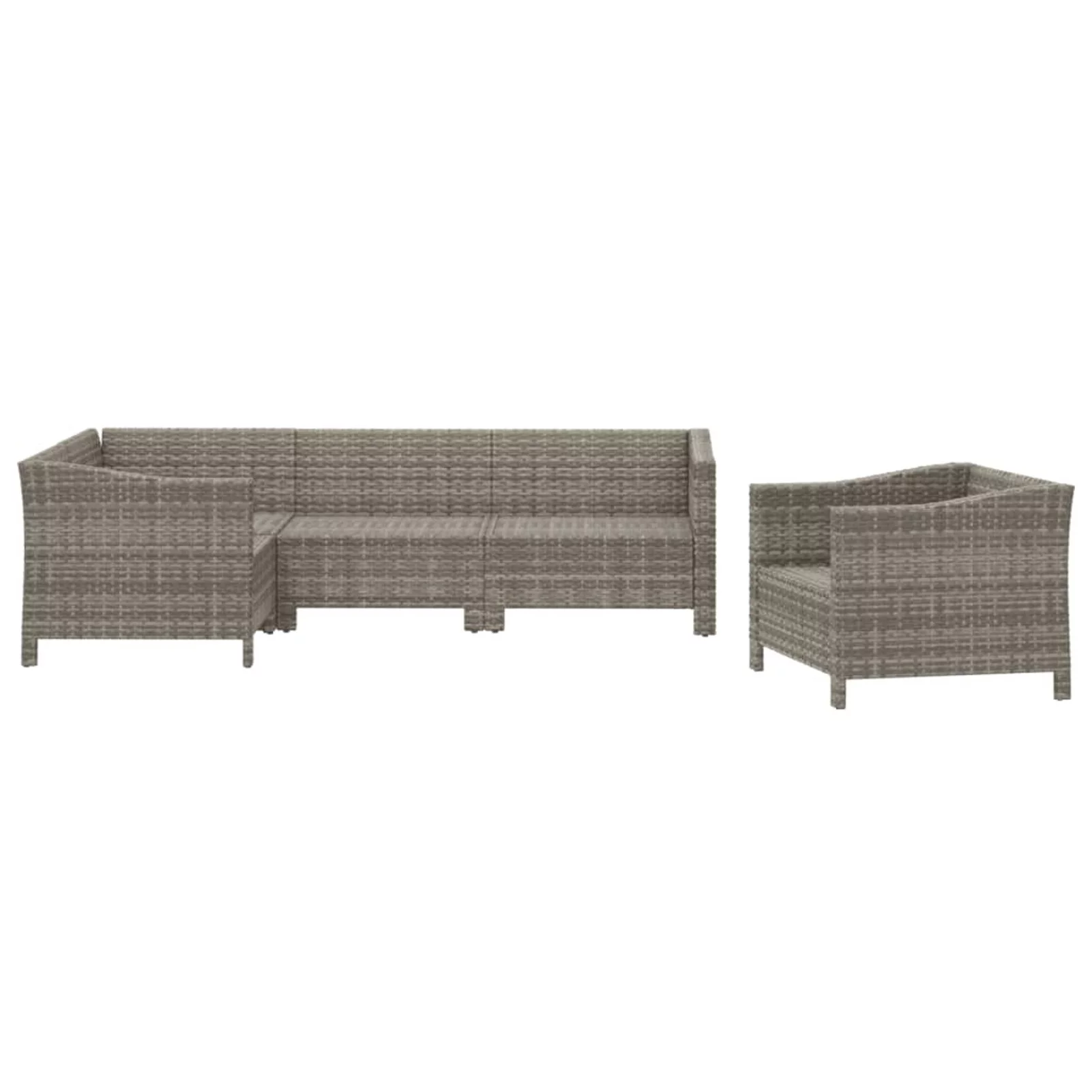 Aibecy 5 Piece Patio Set with Cushions Gray Poly Rattan