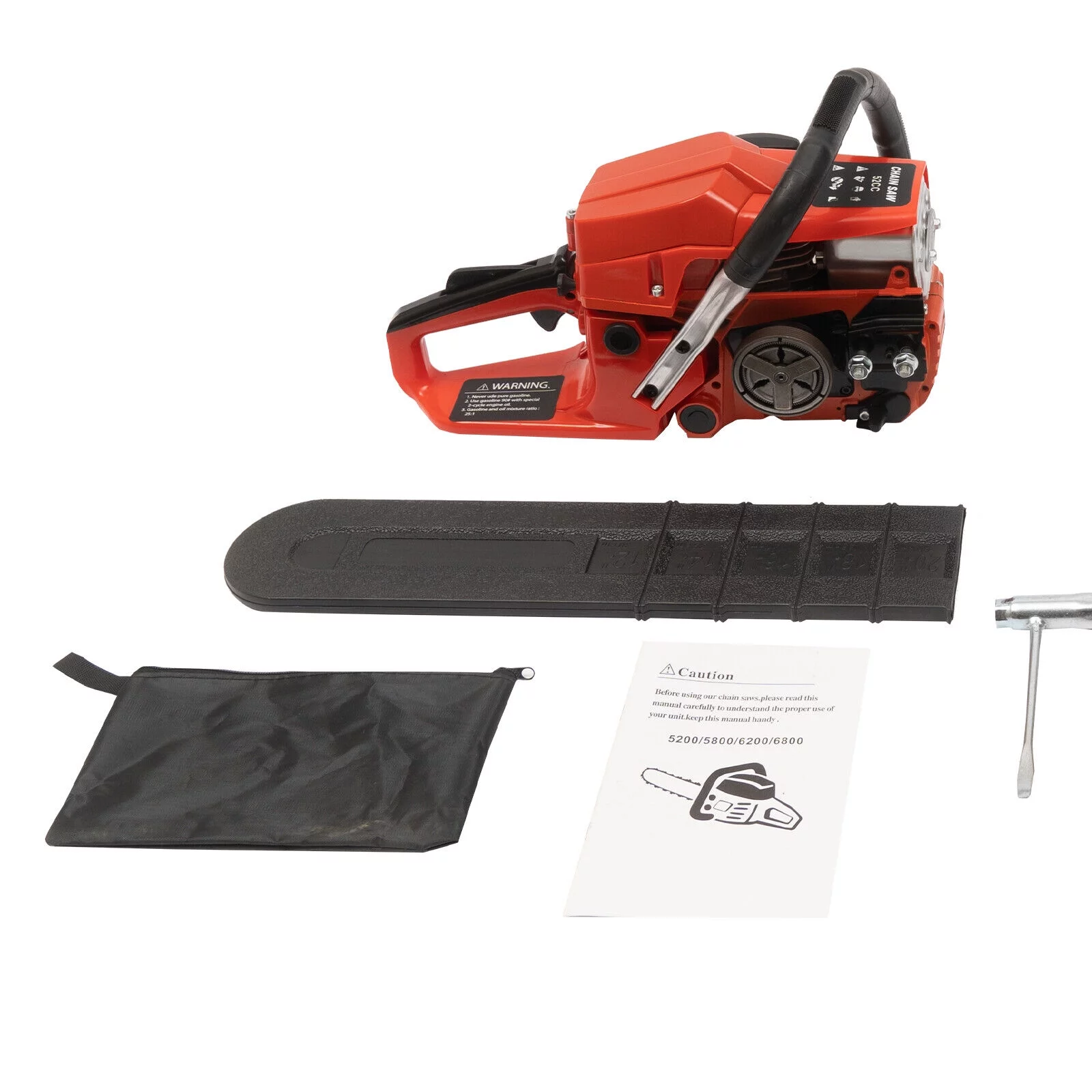 2-Stroke 2.2KW 52cc Gas Powered Chainsaw 20in Handed Petrol Gasoline Chain Saw 10500rpm, Single Cylinder, Air-Cooled