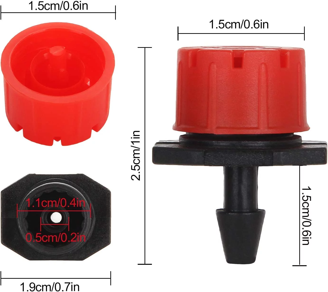 150 Pcs Drippers 360 Degree 1/4 Inch Universal Barbed Drip Emitters, Anti-Clogging Emitter Dripper, Adjustable Micro Drip Irrigation Drippers System Watering Sprinklers Fit for 4mm/7mm Tube