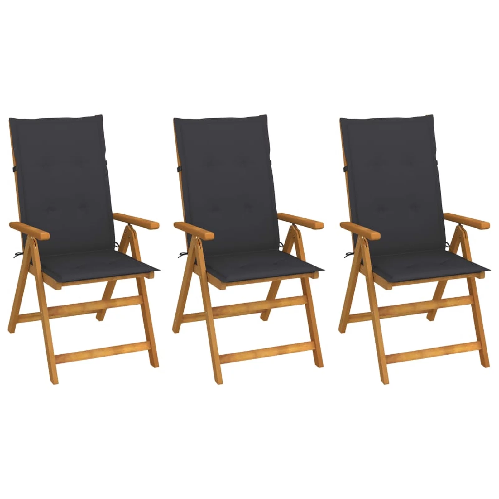 ametoys Folding Patio Chairs 3 pcs with Cushions Solid Acacia Wood