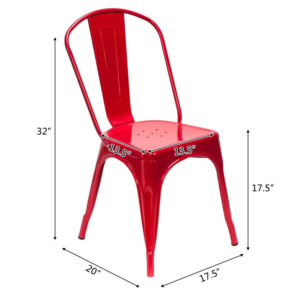 UBesGoo Metal Dining Stackable Chairs Set of 4, Red