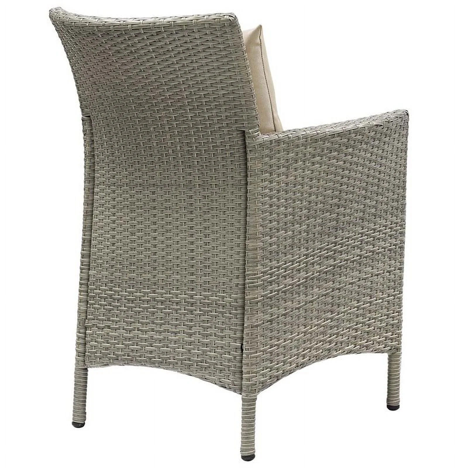 Pemberly Row  Patio Dining Arm Chair in Light Gray and Beige