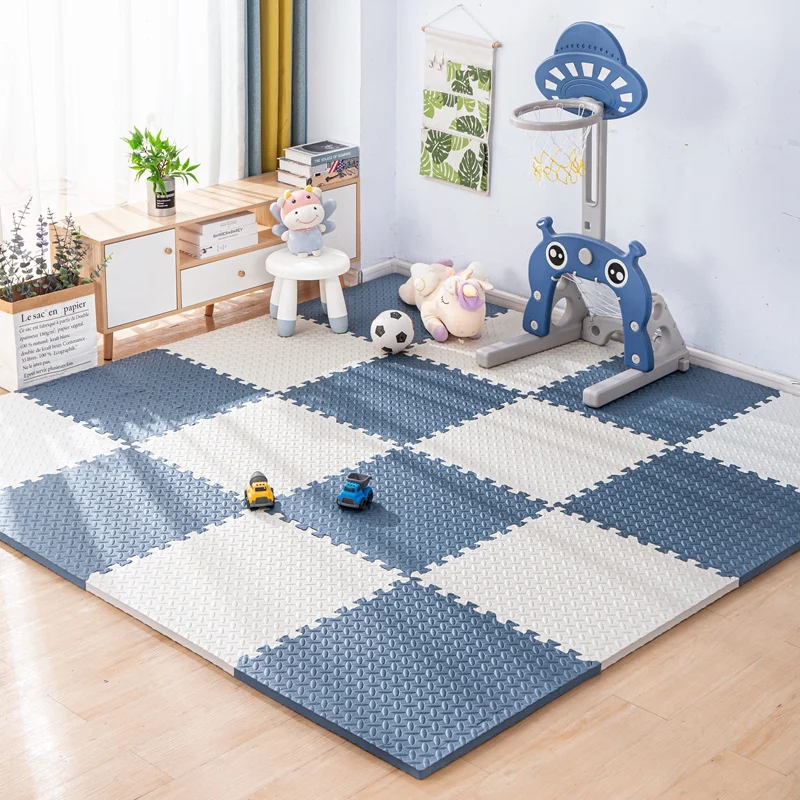 Puzzle Mat For Children Tiles Foam Baby Play Mat Kids Carpet Mat for Home Workout Equipment Floor Padding for Kids navy blue - white 8 pieces-1cm